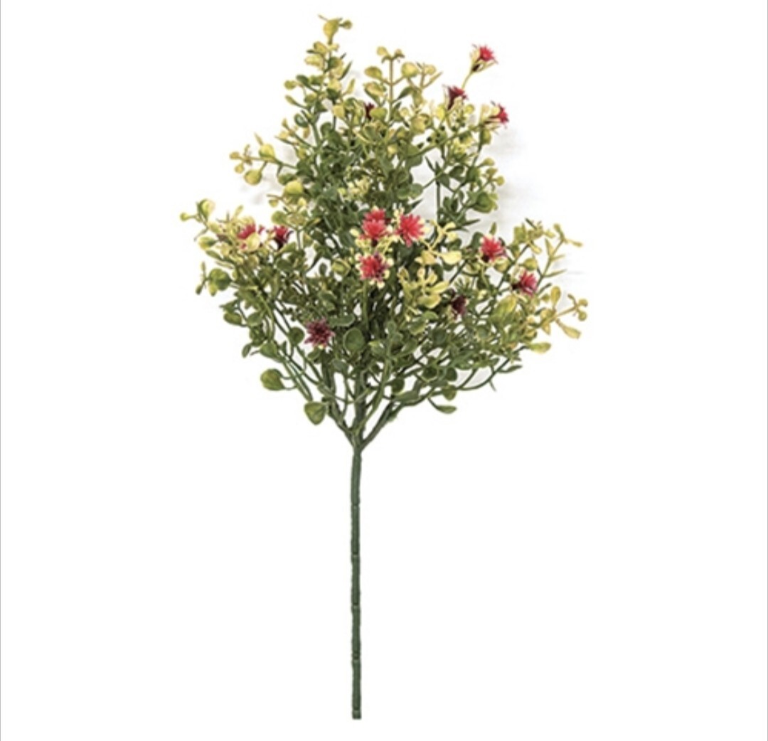 13″ Ruby Buds & Baby’s Grass Floral Pick