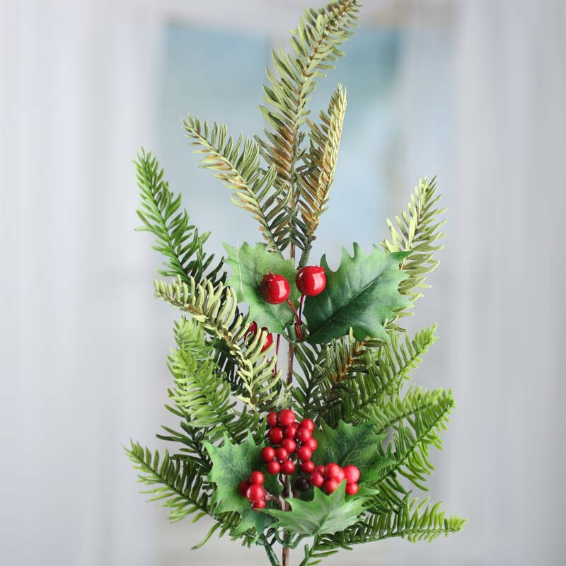 Package of 2 Artificial Pine and Holly 20″ Floral Sprays