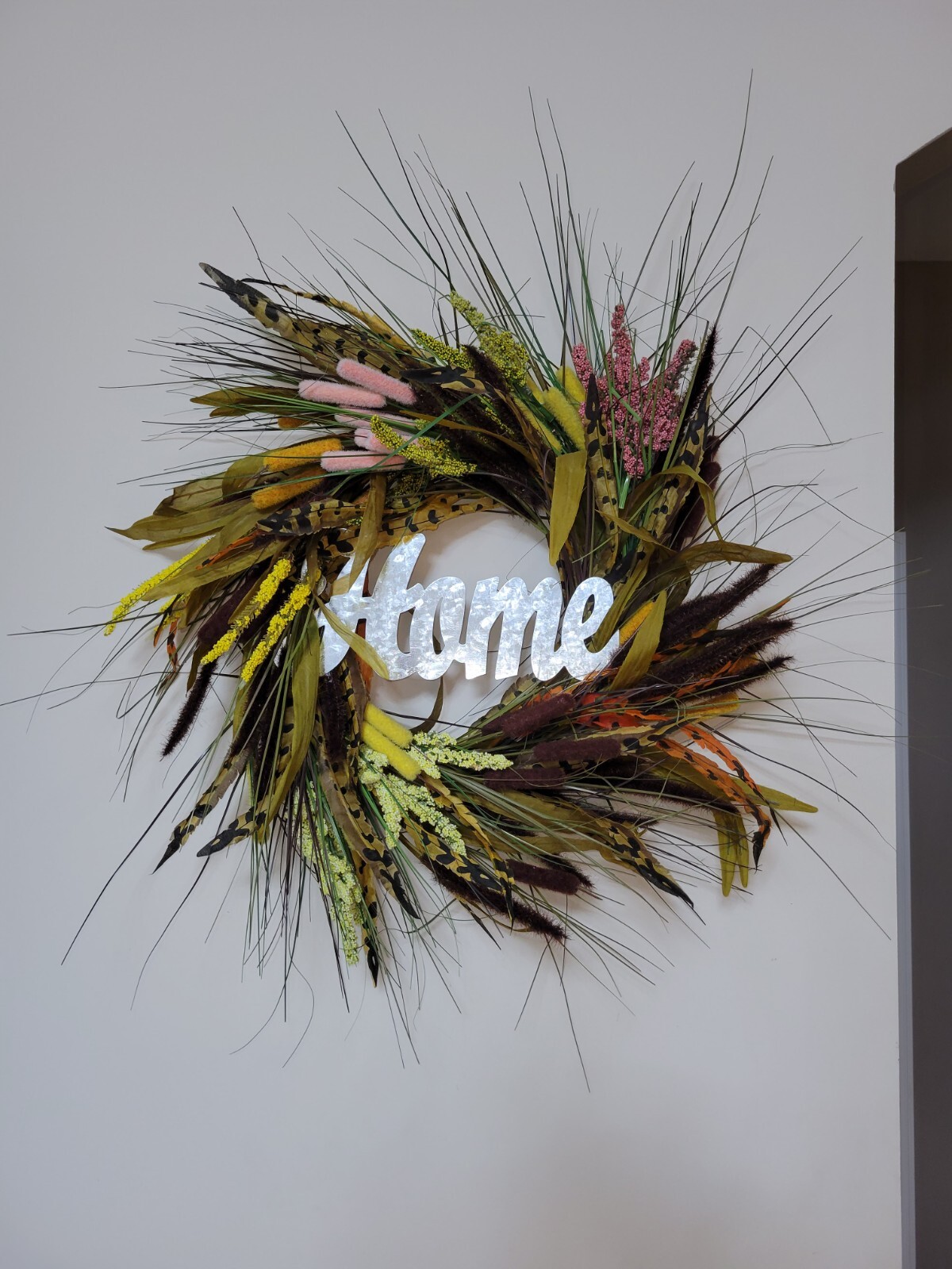 HOME WREATH flowers Decor Front Door Large brown fall autumn winter