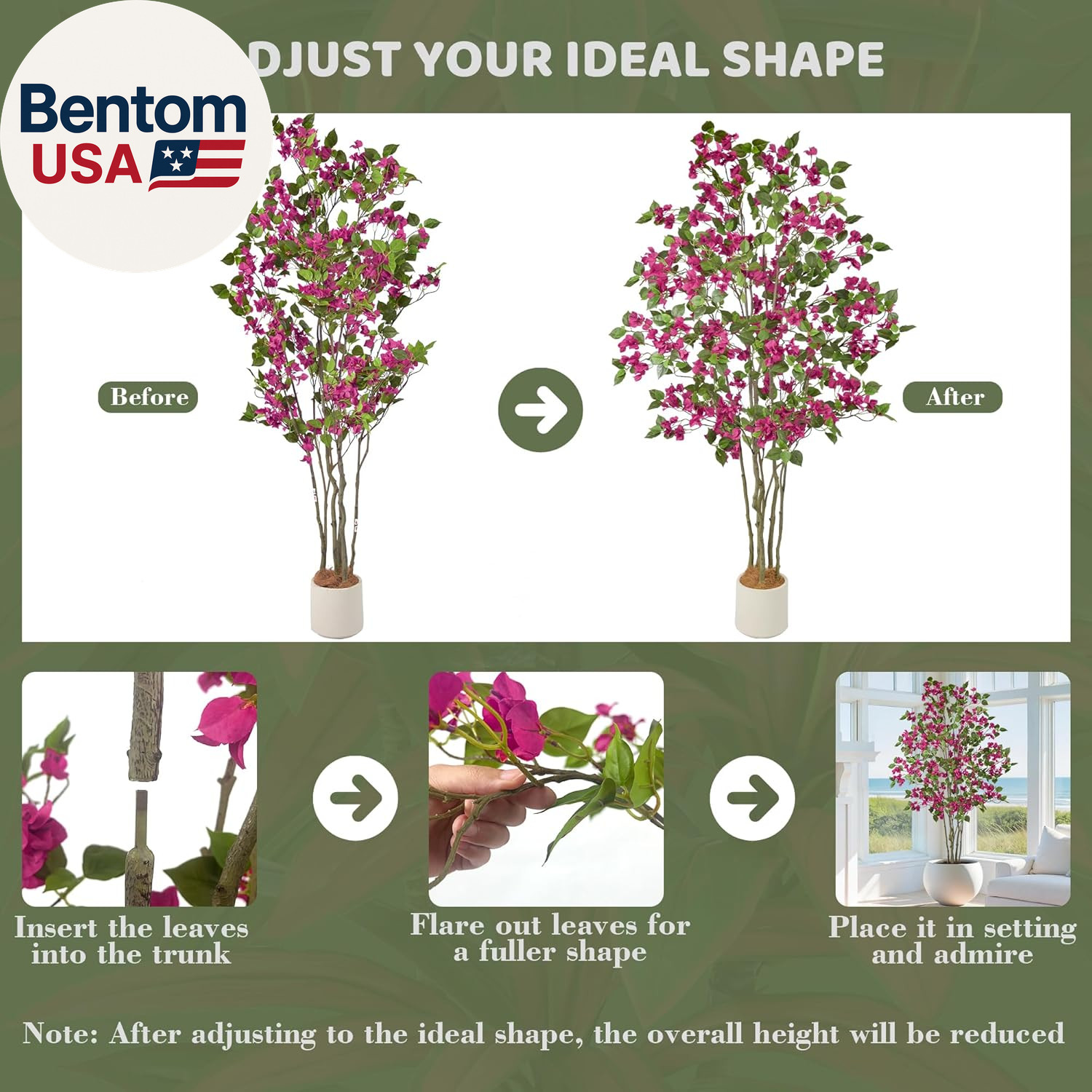 Artificial Purple Bougainvillea Tree 6FT with 270 Flowers & White Planter Realis