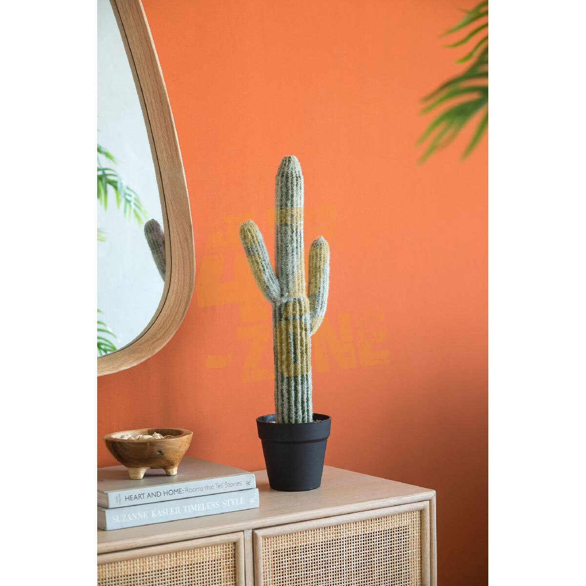 Potted Faux Saguaro Cactus Green Black Botanical Artifical Indoor Outdoor Garden