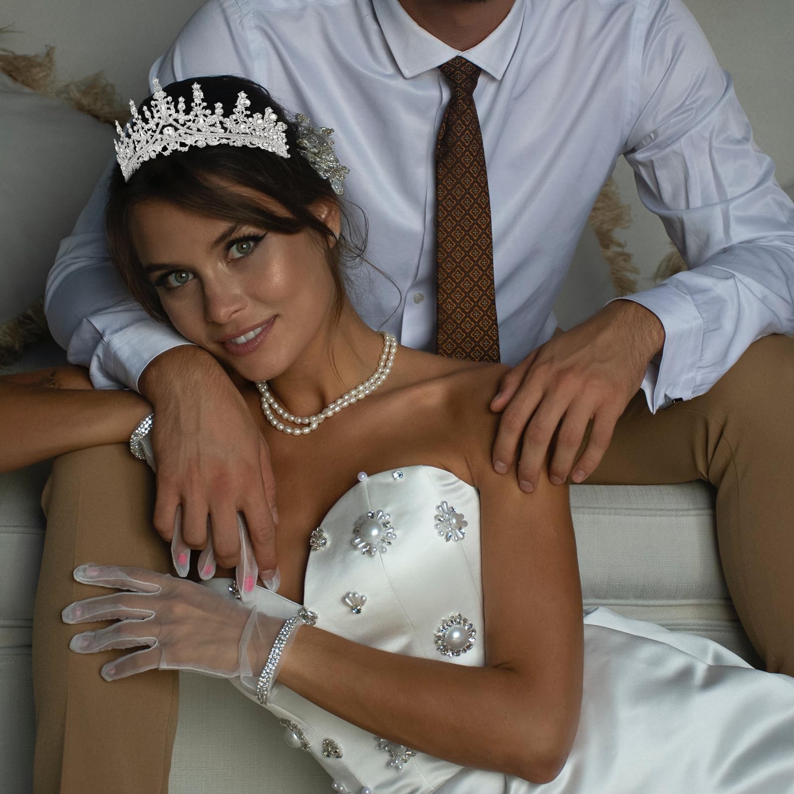 CURASA Silver Tiara and Crowns for 2.75 inches (H) x 6.3 (D),