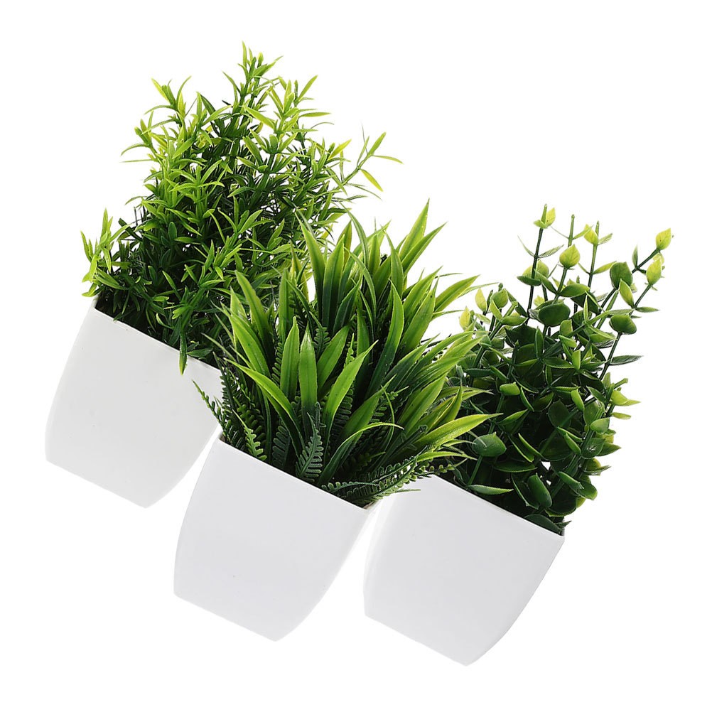 3pcs Artificial Green Plants Small Fake Plants in Pots Lifelike Potted Plants