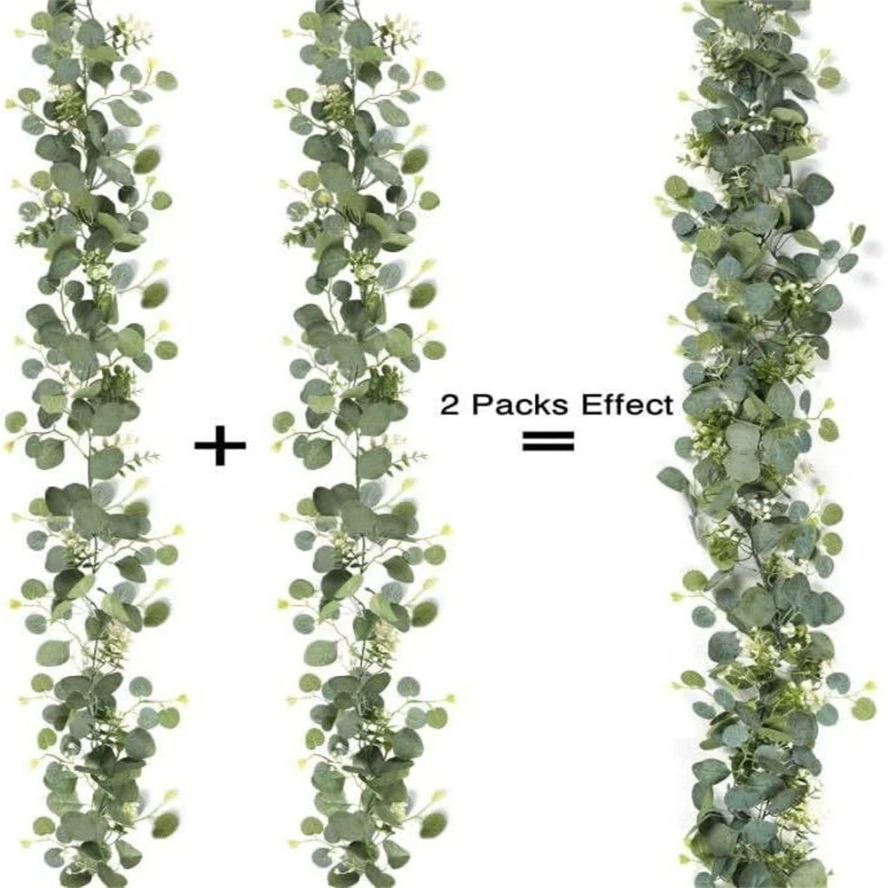 2 Pack 6.5ft Artificial Eucalyptus Garland Lambs Ear Garland Faux Leaves Vines