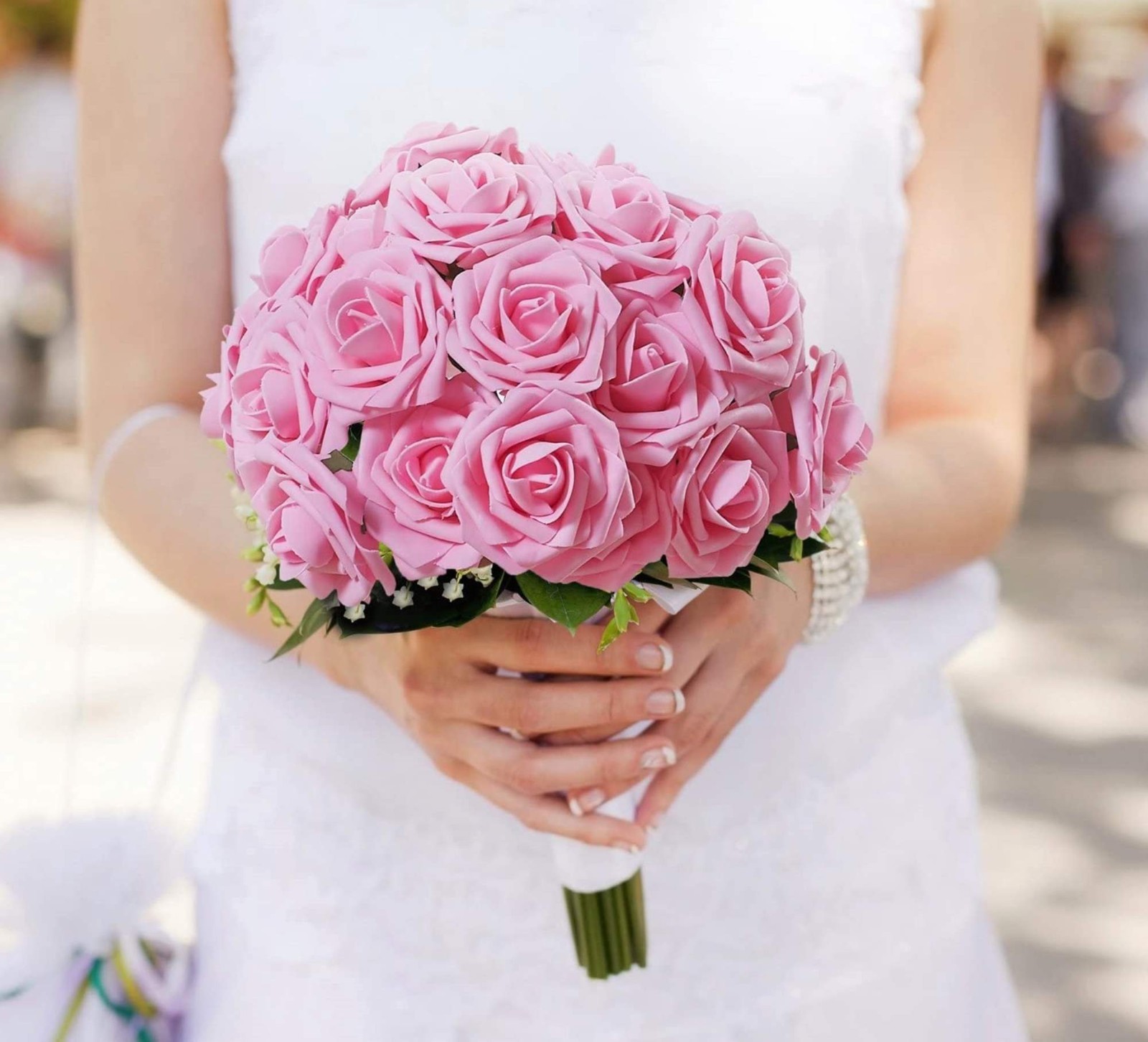 Artificial Foam Roses – Real Touch Pink Roses with Stems (Latex Foam)