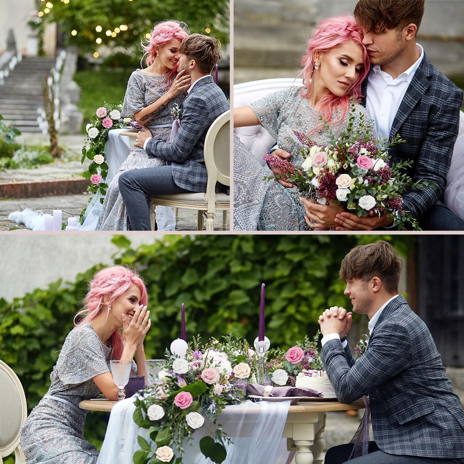 100 PCS Pink Artificial Flowers Roses Foam Fake Leaves Wedding Bridal Party
