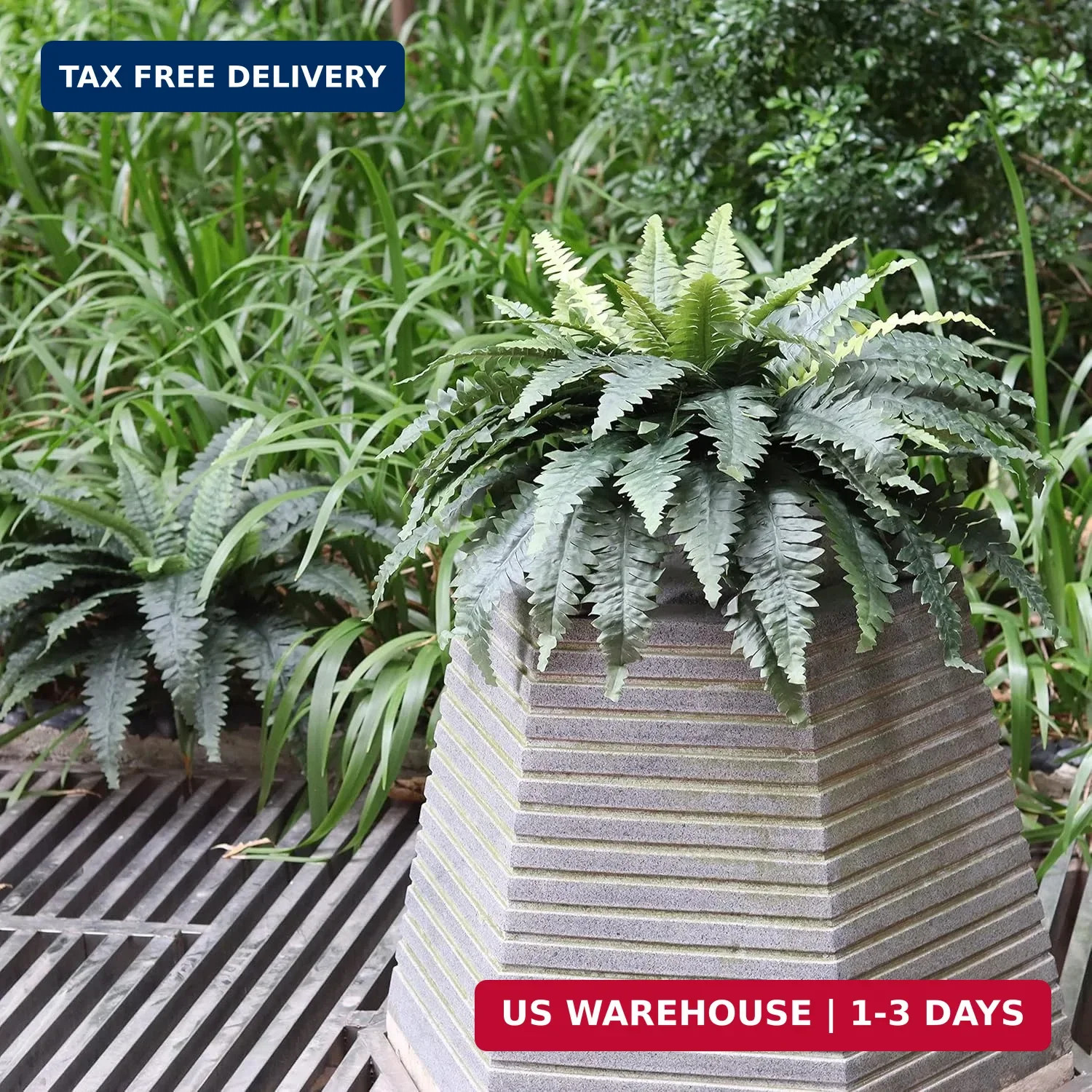 Artificial Ferns for Outdoors, Set of 2 Bouquets 33″ Diam Large Fake Ferns Faux