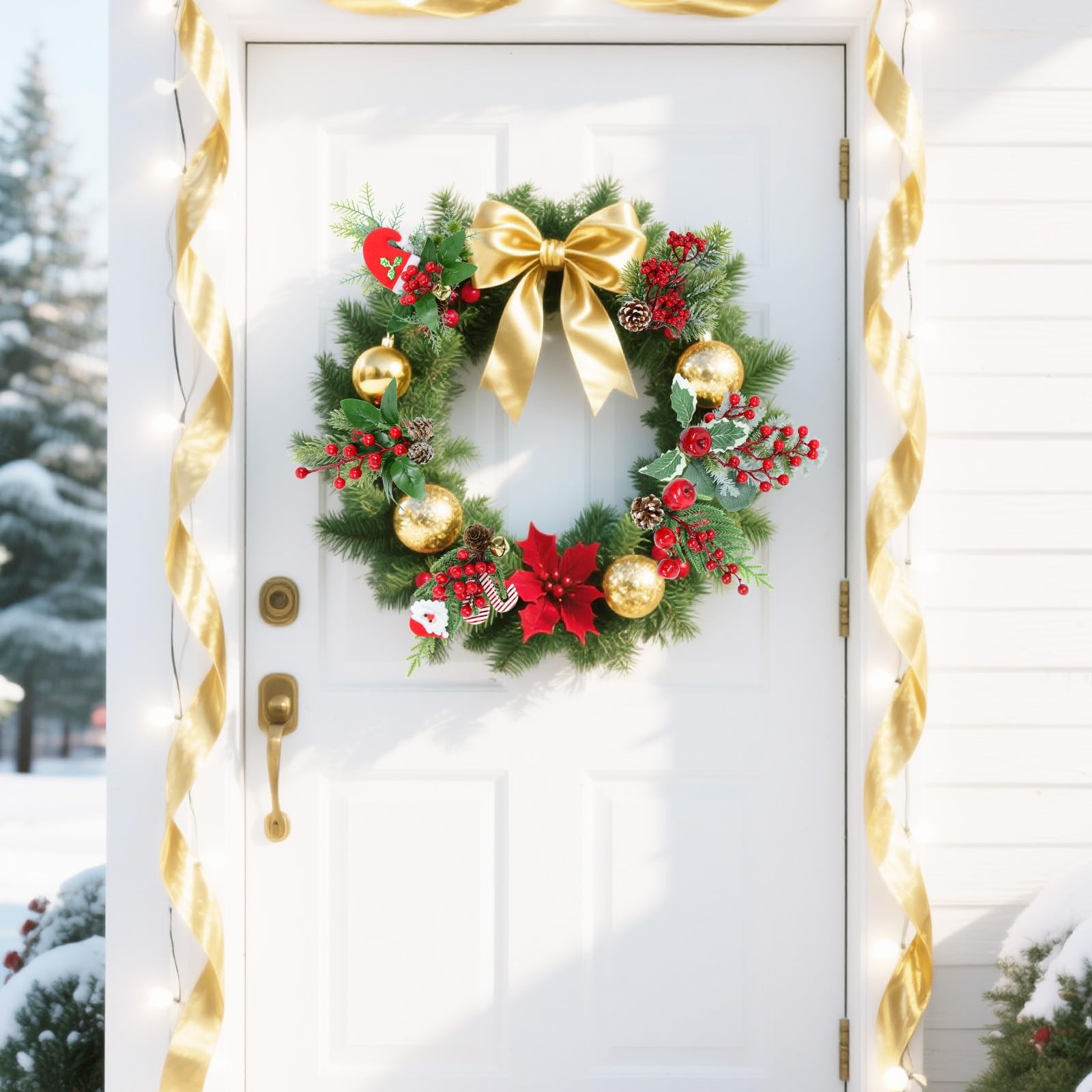 Christmas Berries Pine Picks, 6 Pcs 13 Inch Artificial Pinecone with Berry, R…