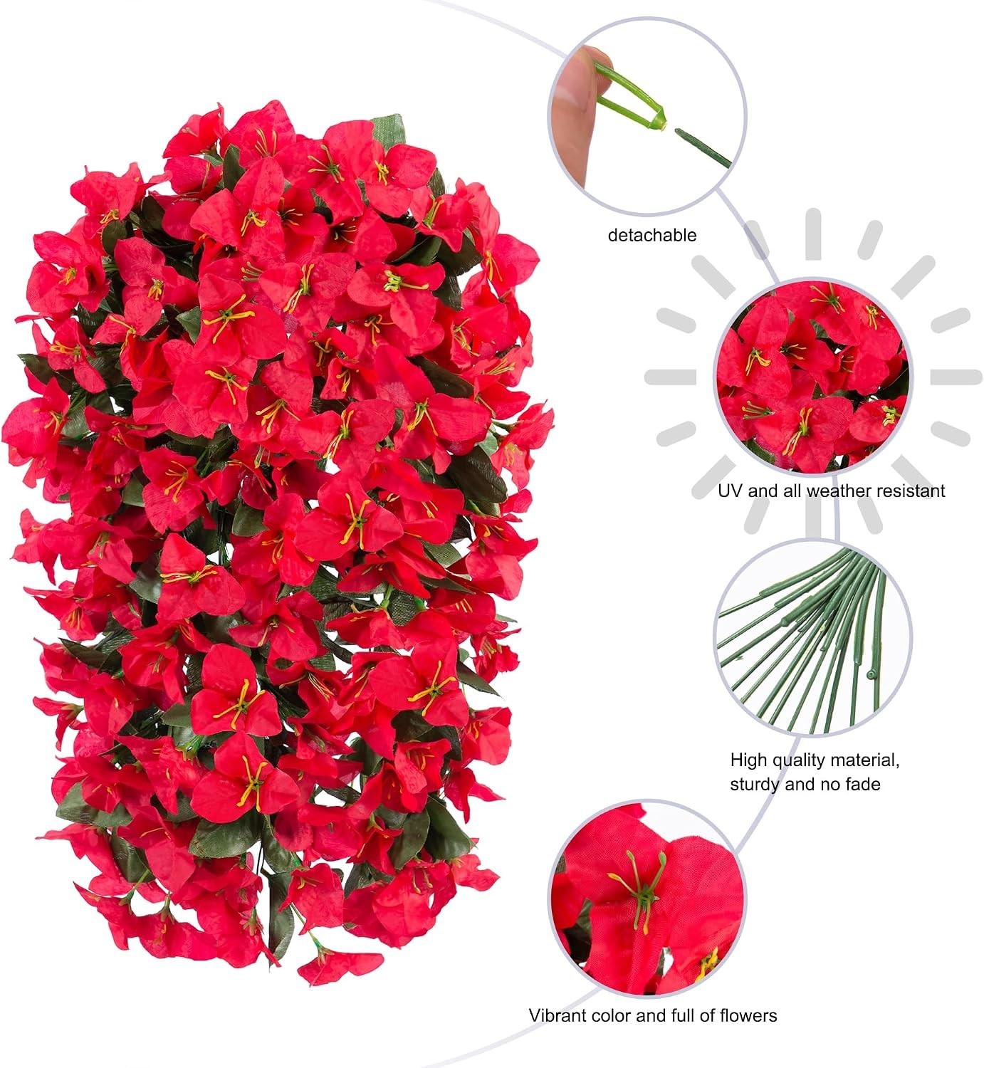 2 Bundles of Faux Bougainvillea for Low-Maintenance Outdoor Decor – UV Resistant