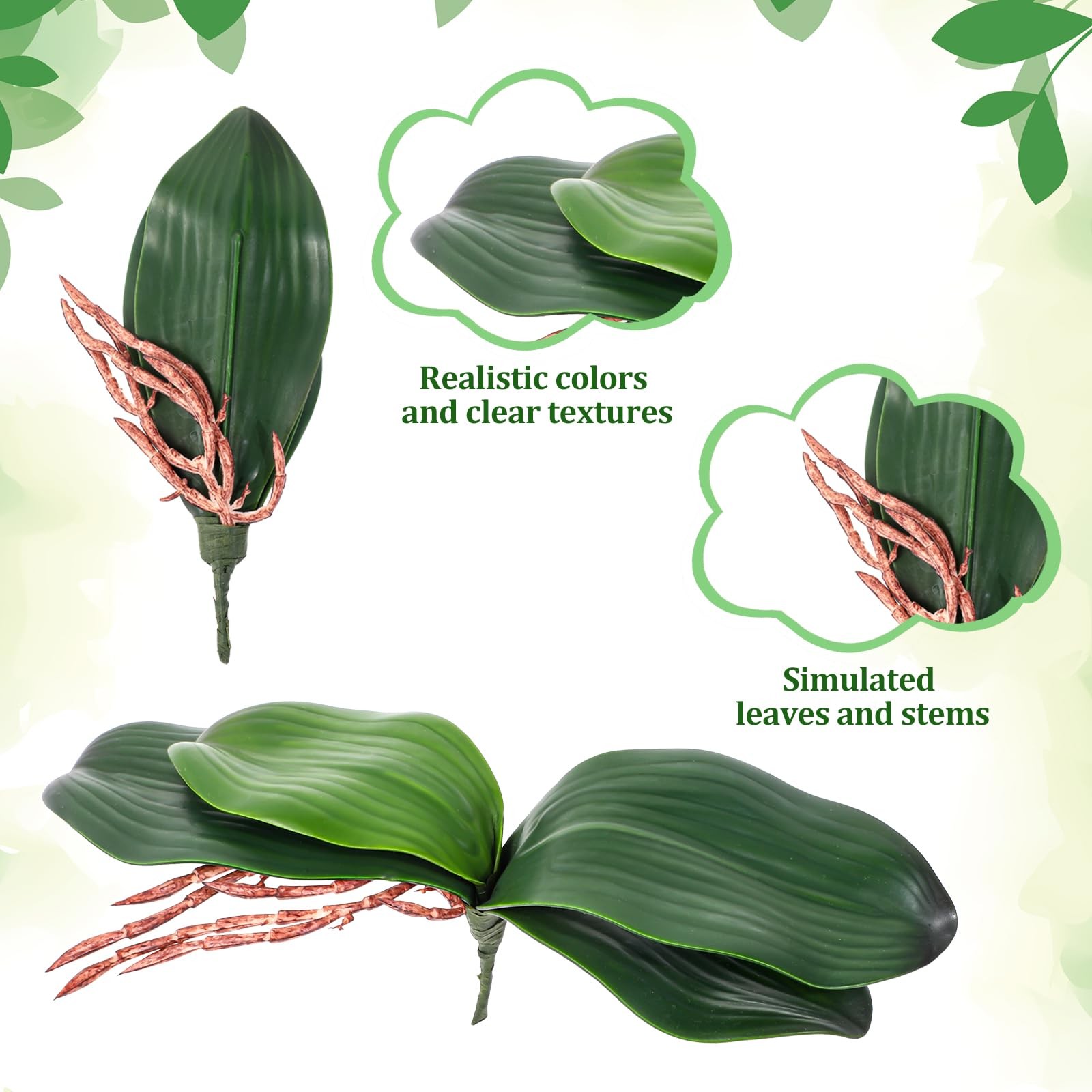 4 PCS Artificial Orchids Leaves, 8 Inch Faux Orchid Leaves Artificial Phalaen…