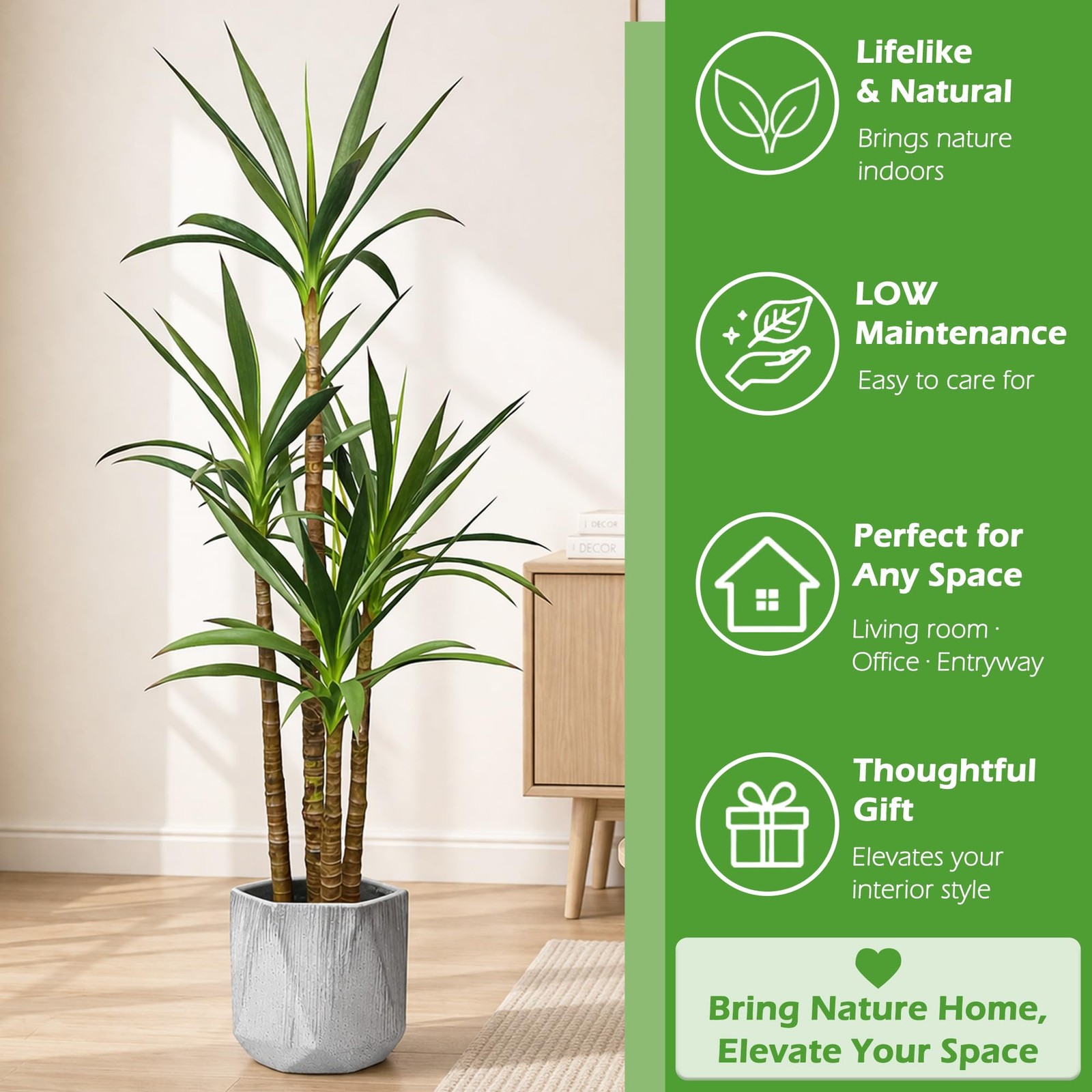 Artificial Trees 4.8Ft Faux Tree 4 Heads Agave Plants, Tall Plant Fake Plant …