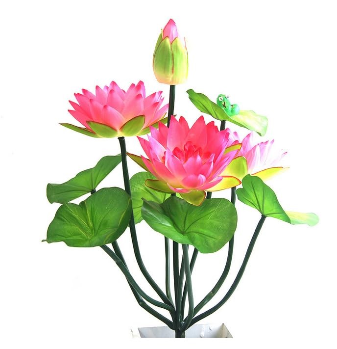 2 Bouquets Artificial Lotus Flowers,21″ Real-Touch Water Lilies Tabletop Flow…