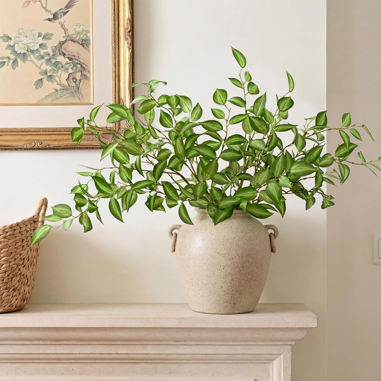 Waipfaru 5PCS Greenery Stems for Vases, 32.7 inch Artificial Eucalyptus Green Fa