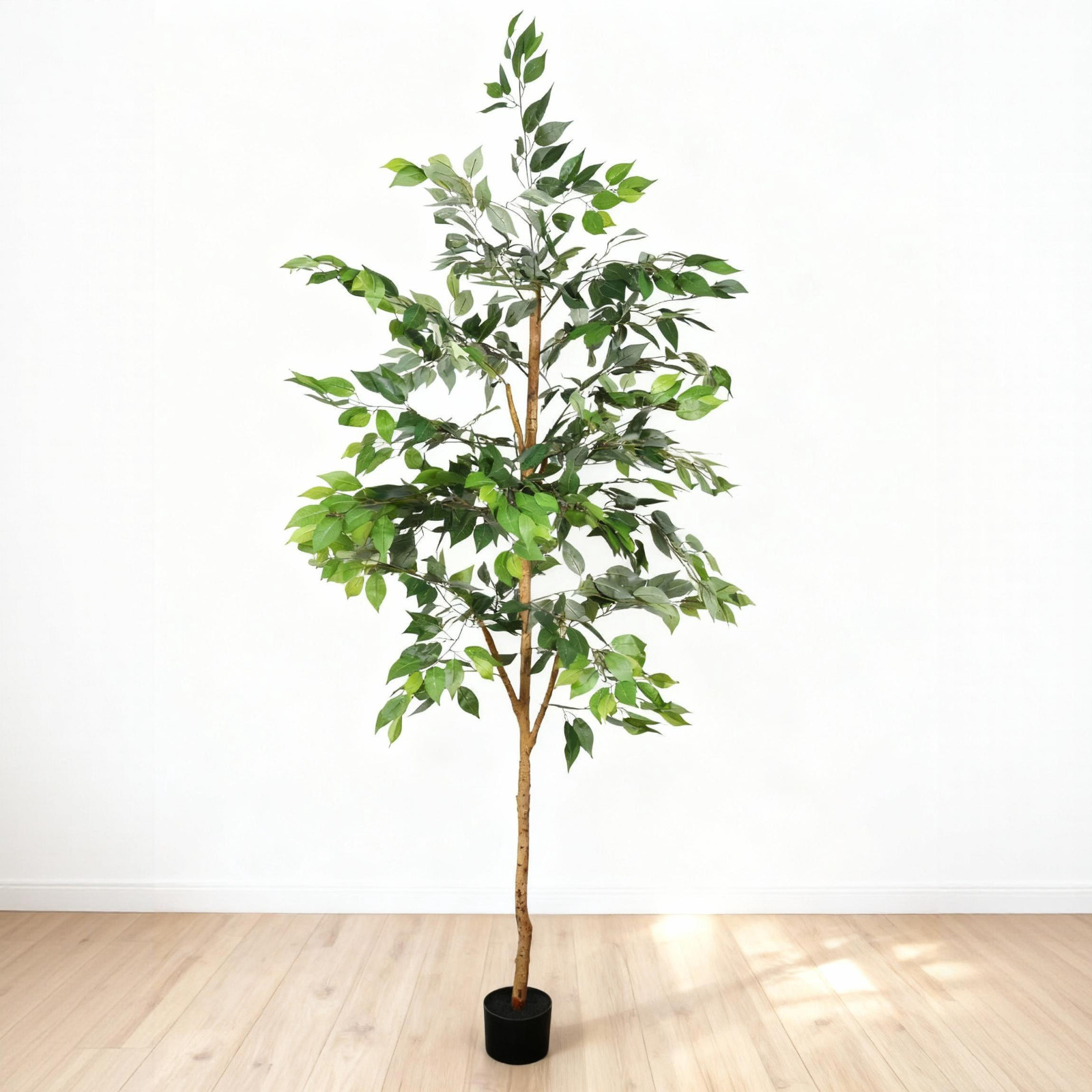 6FT Artificial Ficus Tree Natural Trunk Fake Potted Plant with Black Pot