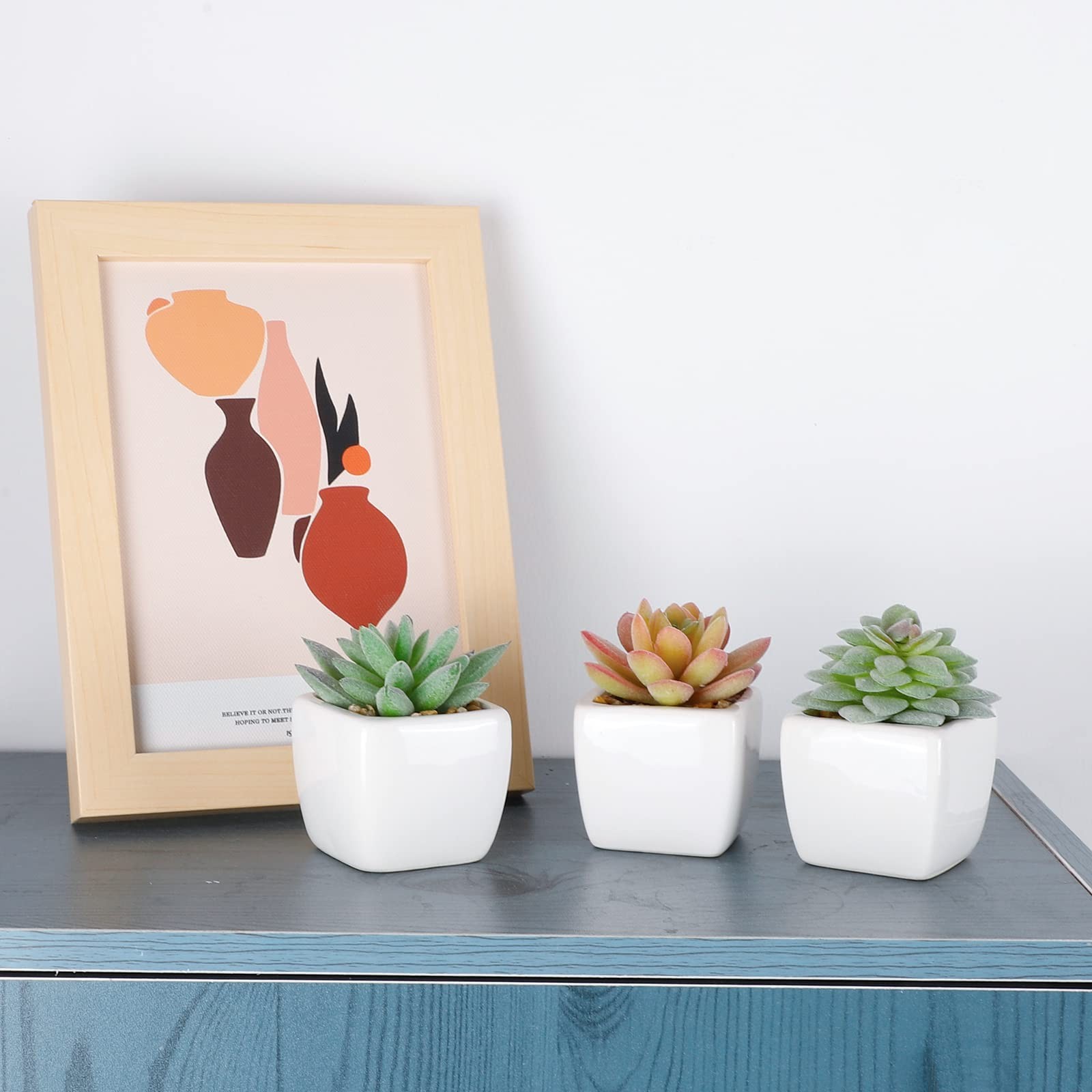 5pcs Artificial Succulent Plants, Small Fake Desk Plants Mini Succulents Indo…