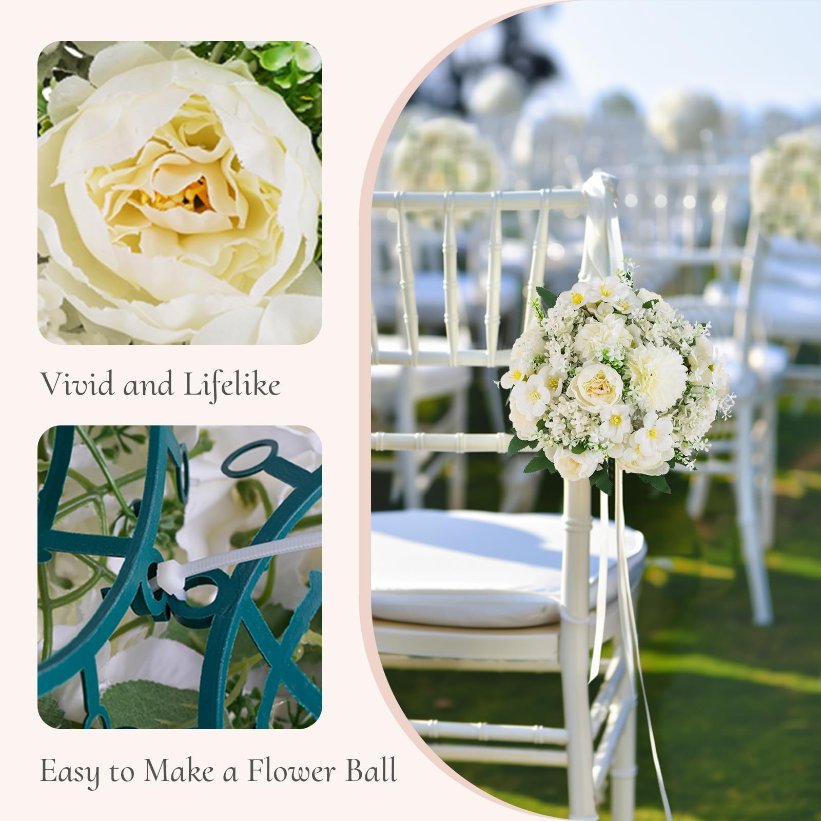 Flower Balls Centerpieces for Tables: 2 PCS White Flowers for Centerpieces Fl…