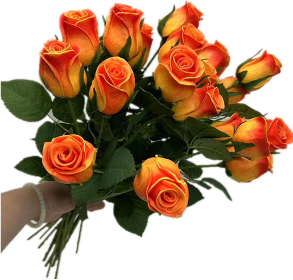 20Pcs Lifelike Orange Foam Roses for Wedding Decor & DIY Arrangements