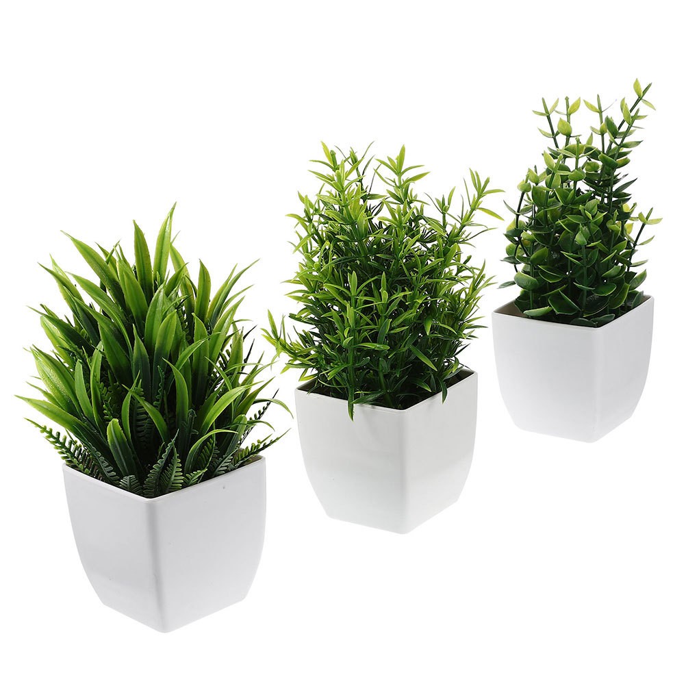 3pcs Artificial Green Plants Small Fake Plants in Pots Lifelike Potted Plants