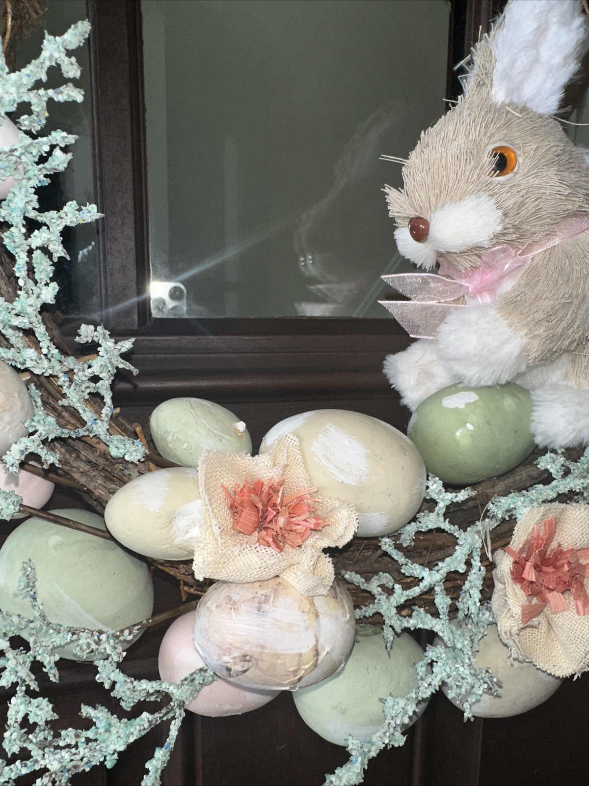 HIPPITY HOPPITY Easter Bunny Eggs Spring Front Door Wreath Wall Decor New