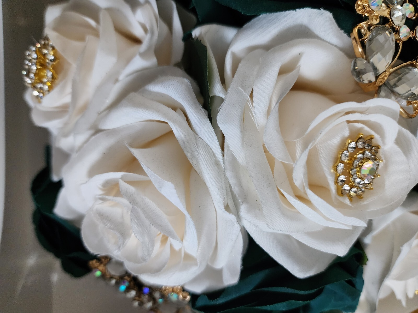 Emeral Green & Ivory Luxury Bouquet with Lights for Quinceneras & Weddings
