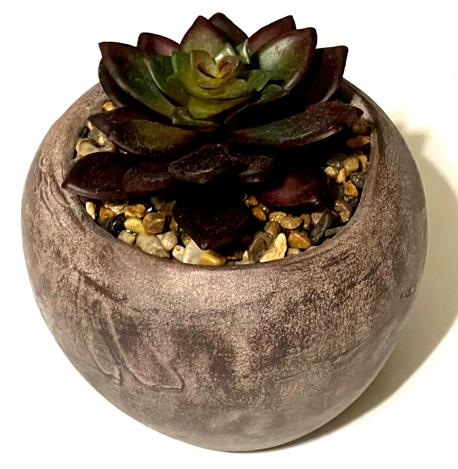FAUX SUCCULENT POTTED PLANT IN VASE w/ STONES, 4.92″ X 4.92″ X 4.8″