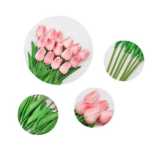 Artificial PU Tulips 10Pcs Real Touch Fake Flower Arrangement Bouquets for Pink