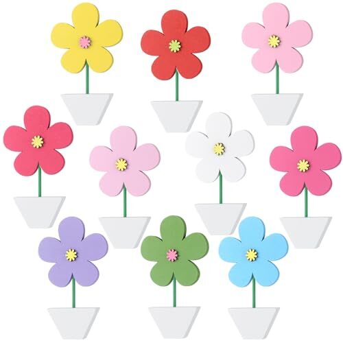 10 Pcs Tulipss Wood Signs Rustic Tulips Table Decoration Tabletop Spring Flower