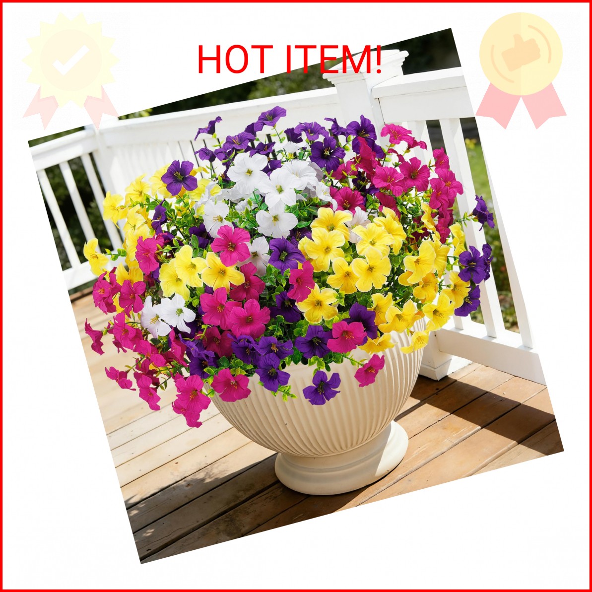 Besteek 20 Bundles Artificial Petunias Flowers for Outdoors, Faux Silk Flowers U
