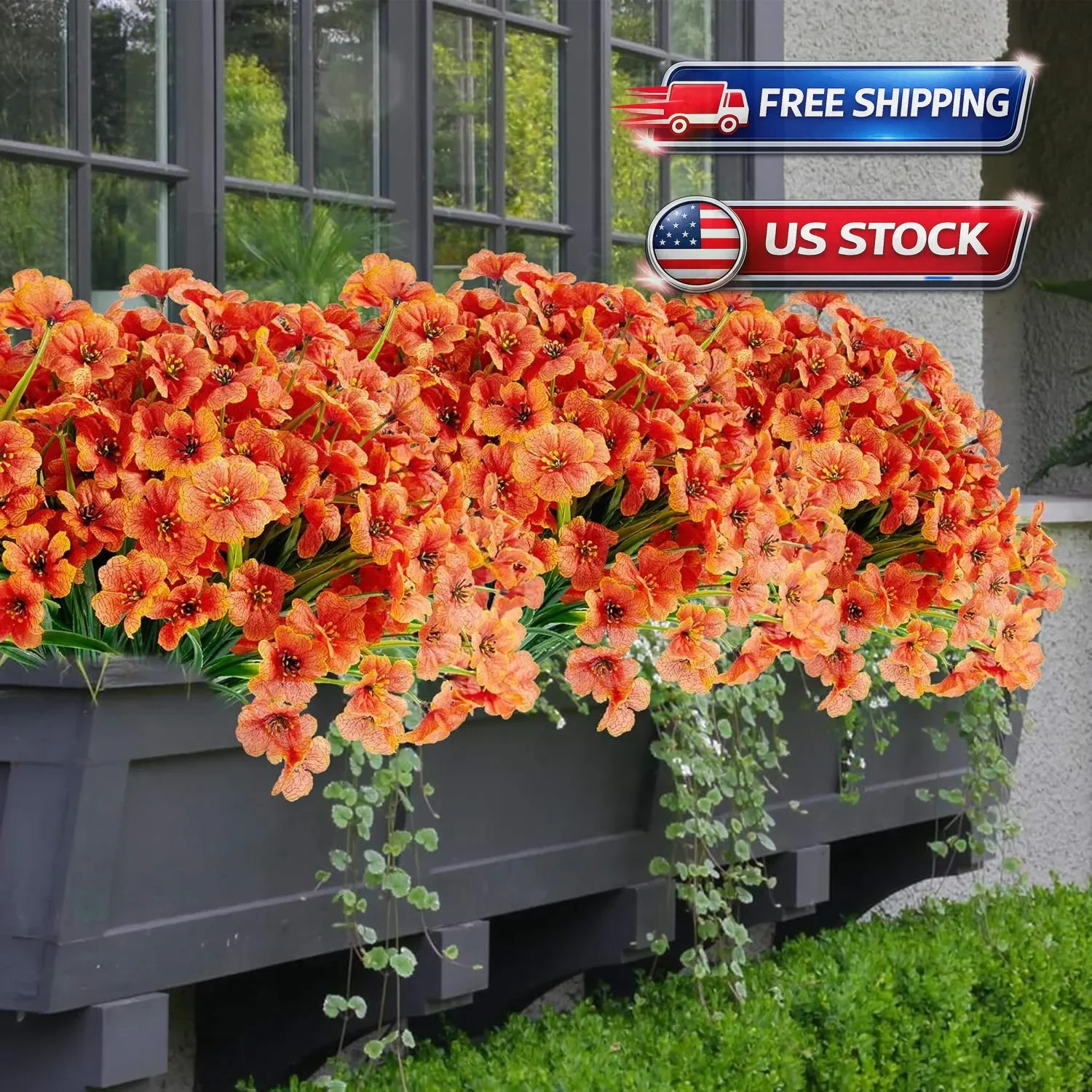 16 Bundles Artificial Flowers for Outdoors UV Resistant Fake Plastic Plants Faux