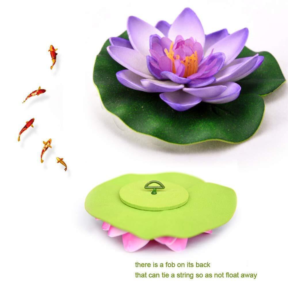 12Pcs 4inch Floating Foam Lotus Flowers Artificial Pond Plants with Lily Pads US