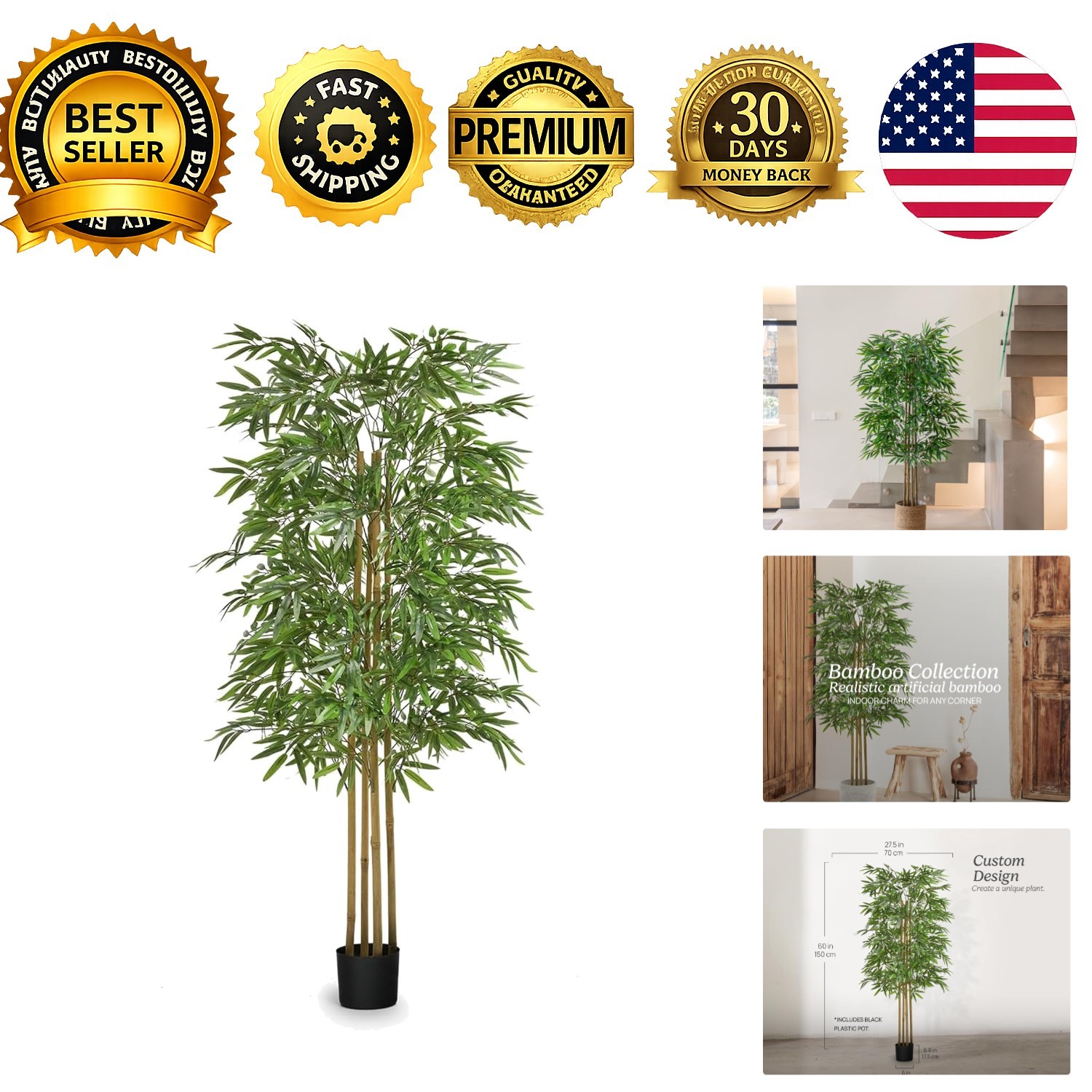 Artificial Bamboo Tree 5ft Fake Indoor Plant Realistic Faux Greenery Decor