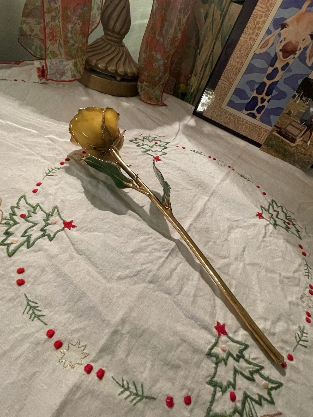 24K Gold Dipped Coated Real Rose Yellow 11”