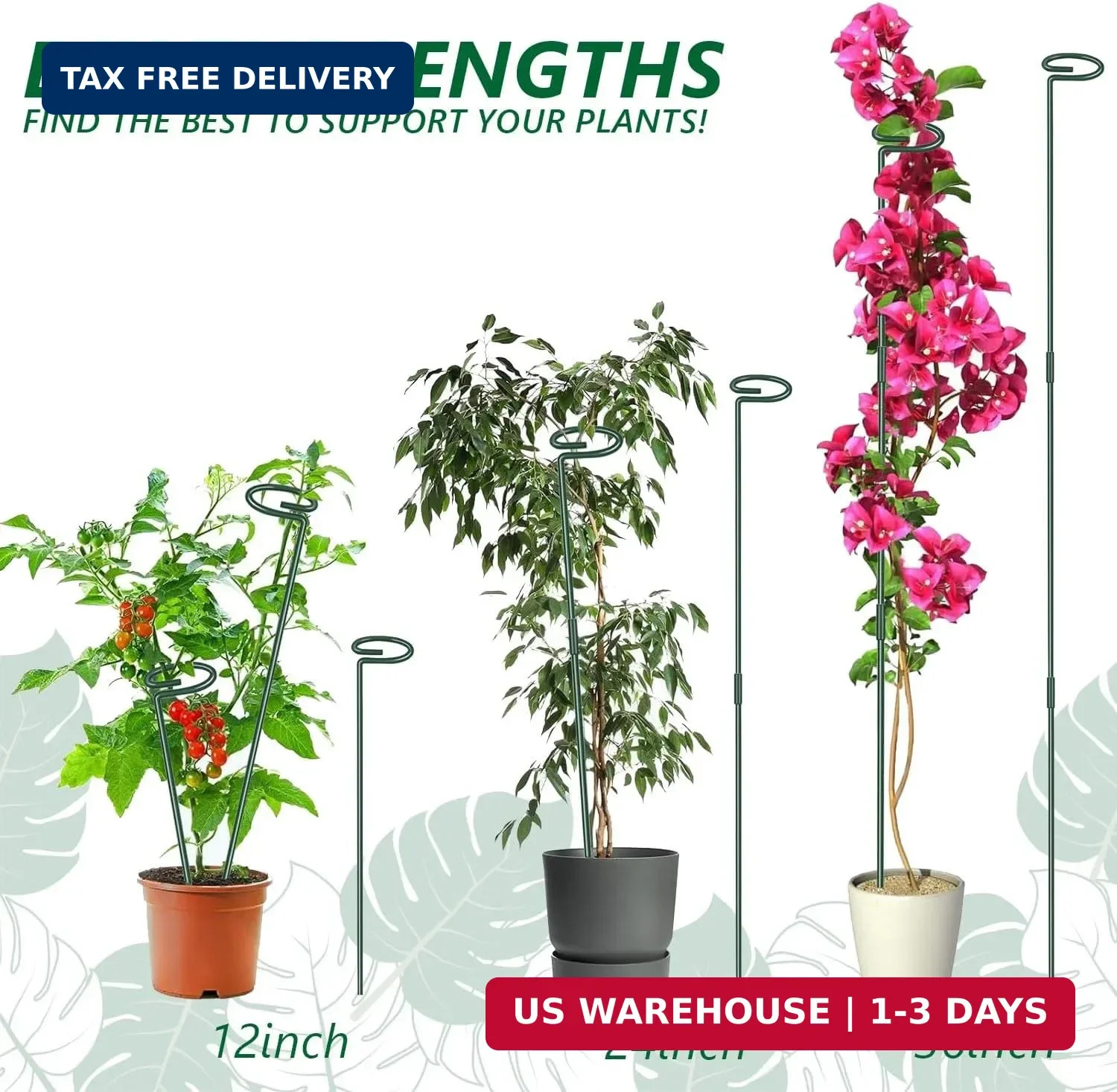 6 Pack 24 in Extendable Plant Support Stakes for Outdoor Plants and Flowers | Ad