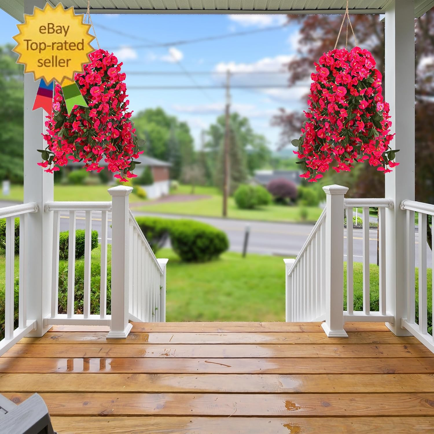 Artificial Fake Hanging Flowers Plants for Outdoor outside Spring Summer Decorat