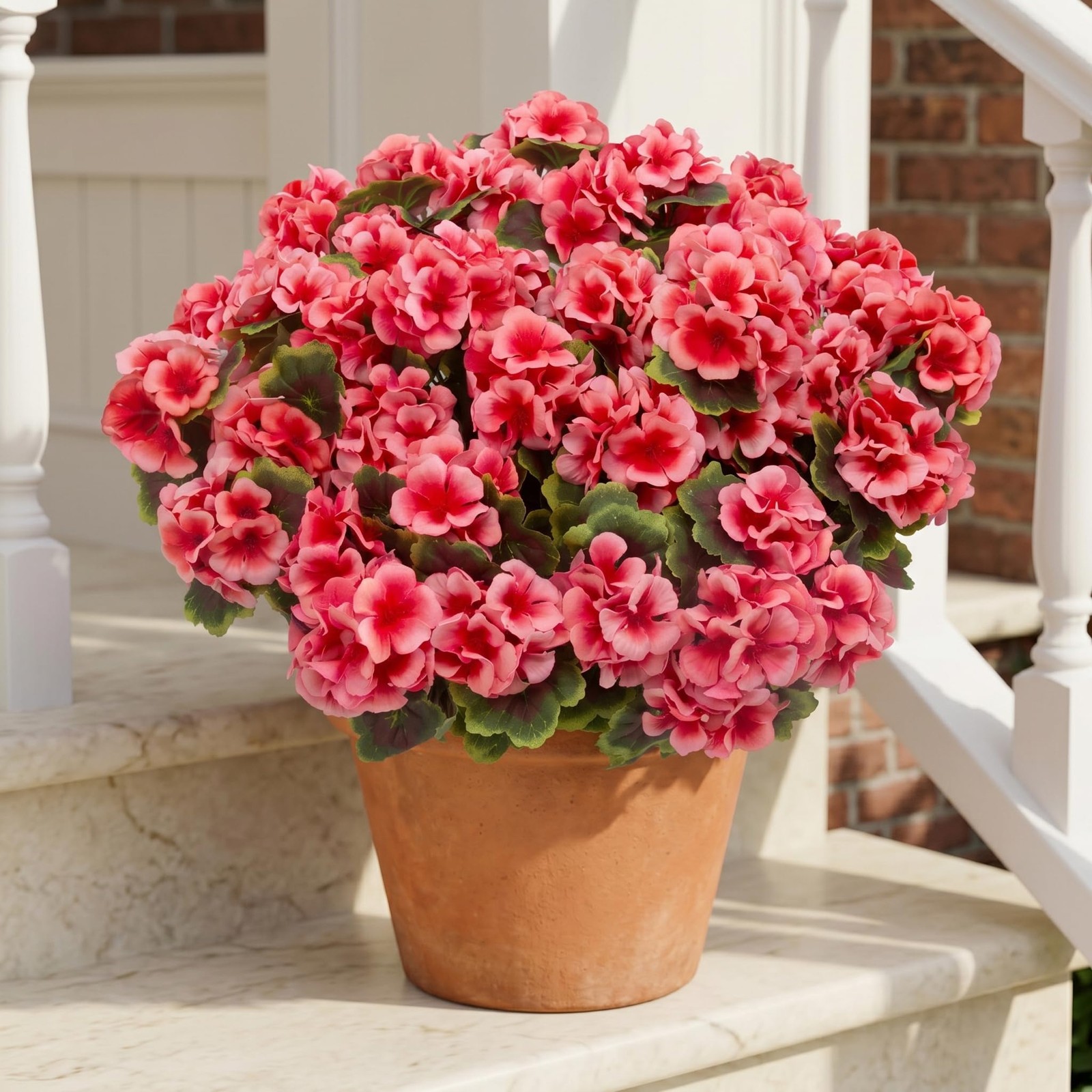 8 Pcs Artificial Geranium Plant Realistic Silk Flowers for Outside UV Resista…