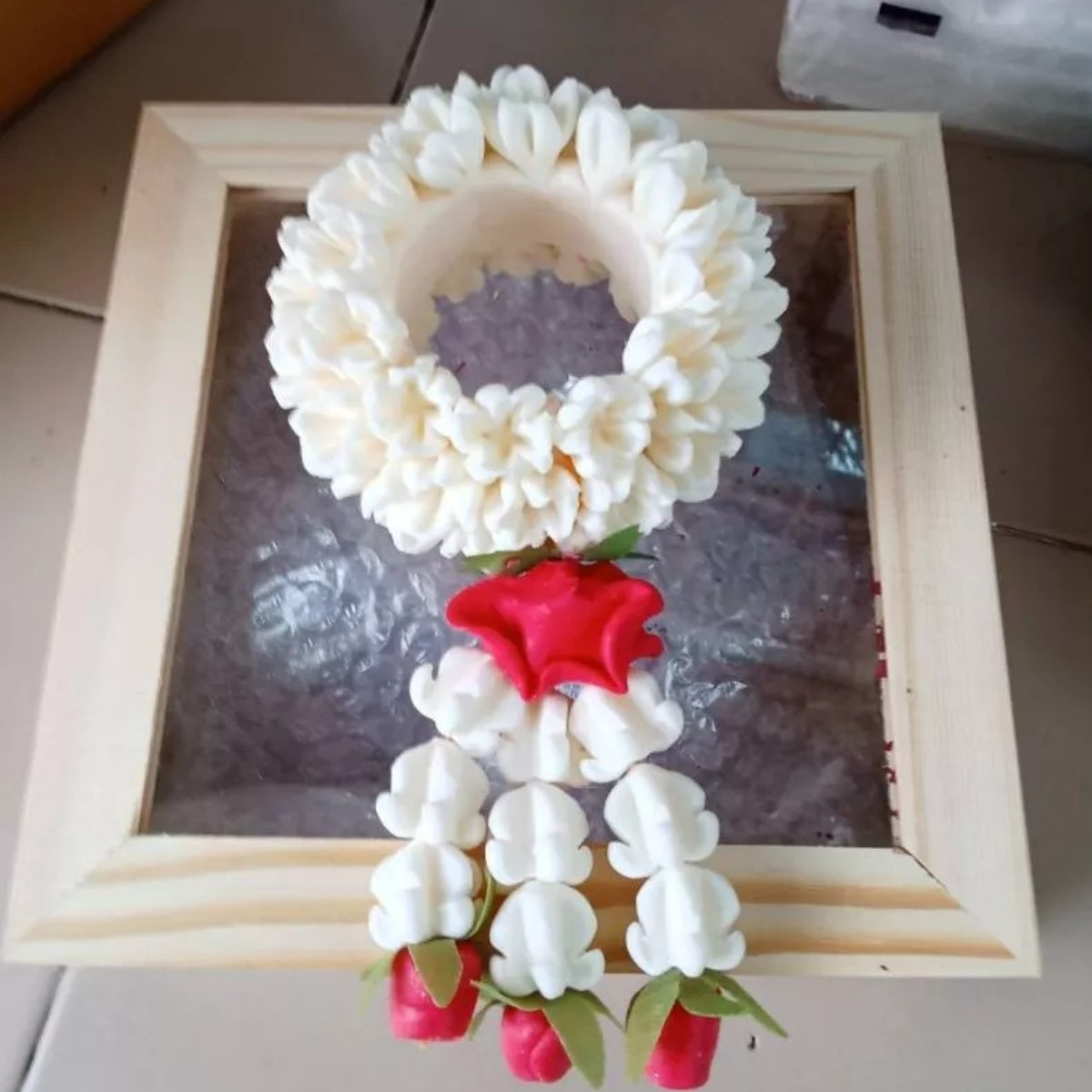 Thai Jasmine Soap Flower Garland 7″ Handmade Scented Lei Gift Decor x 2 pcs.