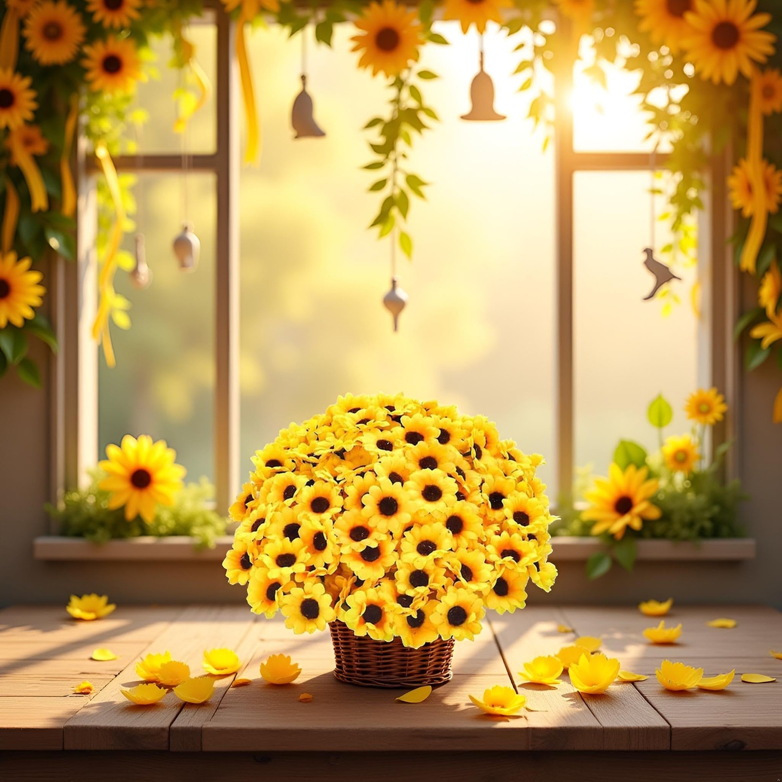 Sunflowers Artificial Flower Heads 100 PCS Yellow Mini Fake Fabric Craft Decor