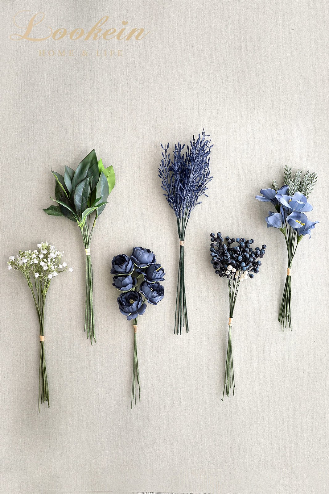 Artificial Greenery Filler Stems Box Set, 53 Pcs with 6 Kinds Fuax Greenery S…