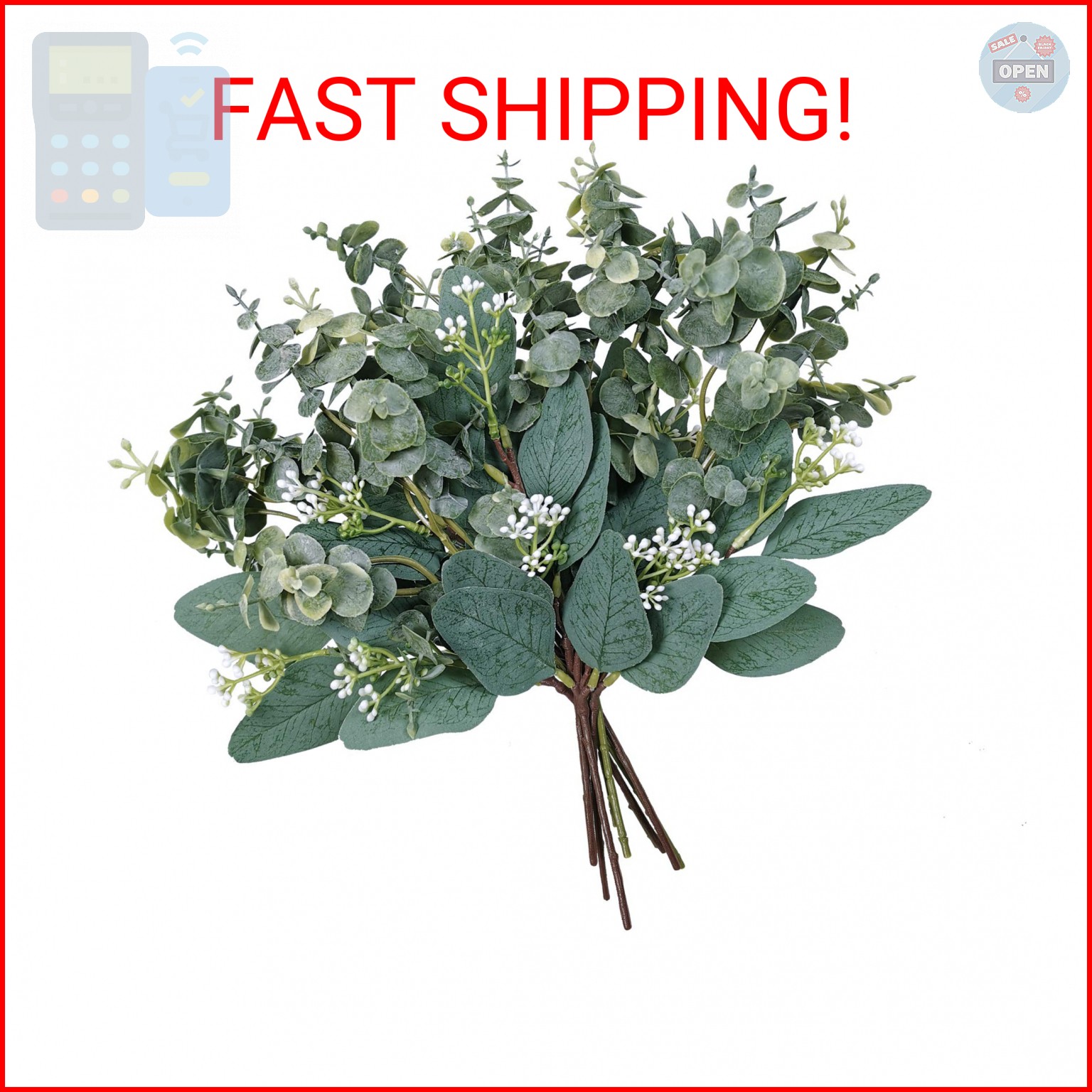 Mixed Eucalyptus Leaves Stems Bulk Artificial Eucalyptus Leaves Sprays Faux Oval