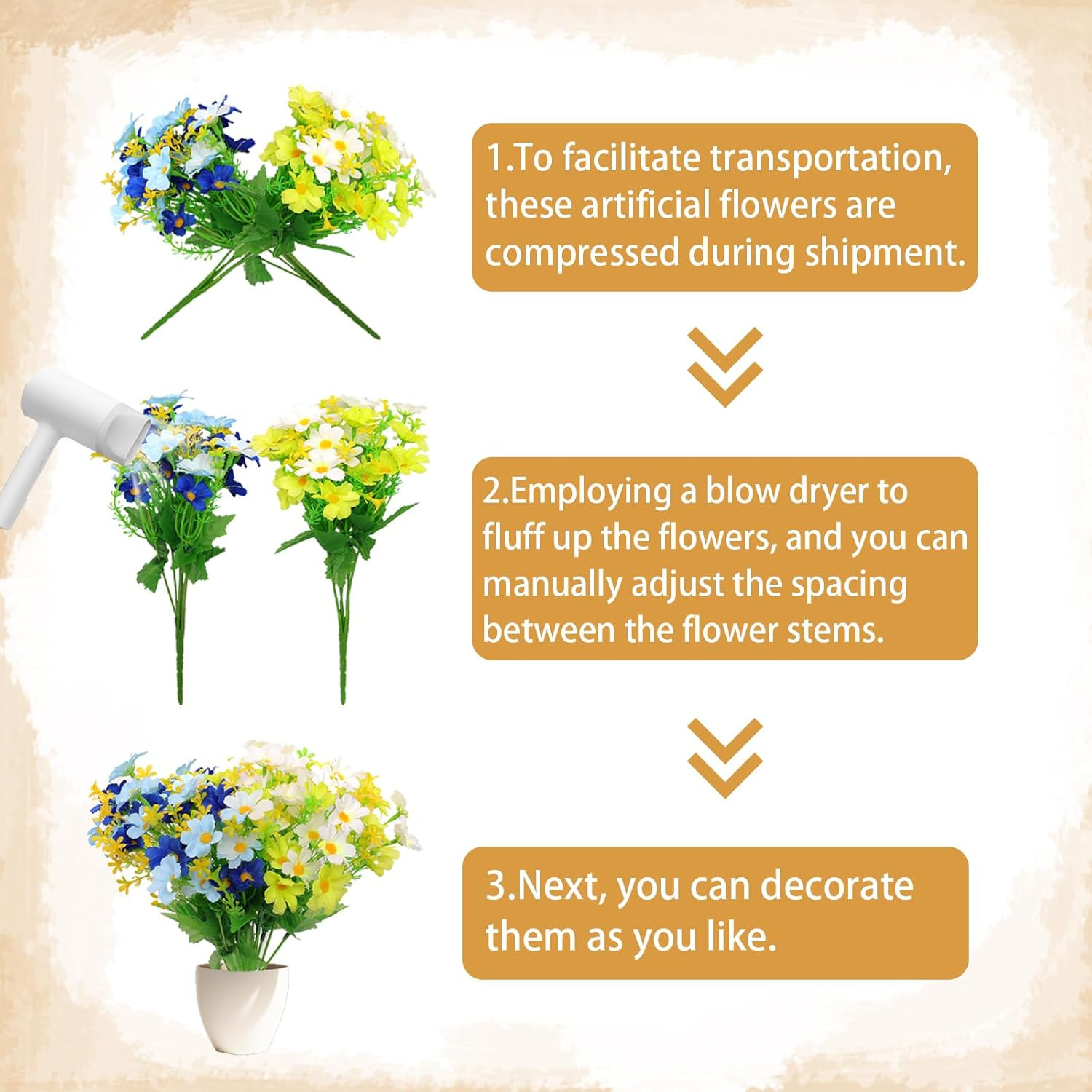 Artificial Silk Flowers for Outdoor Faux Flowers 6 Bundle Fake Wildflowers Bulk