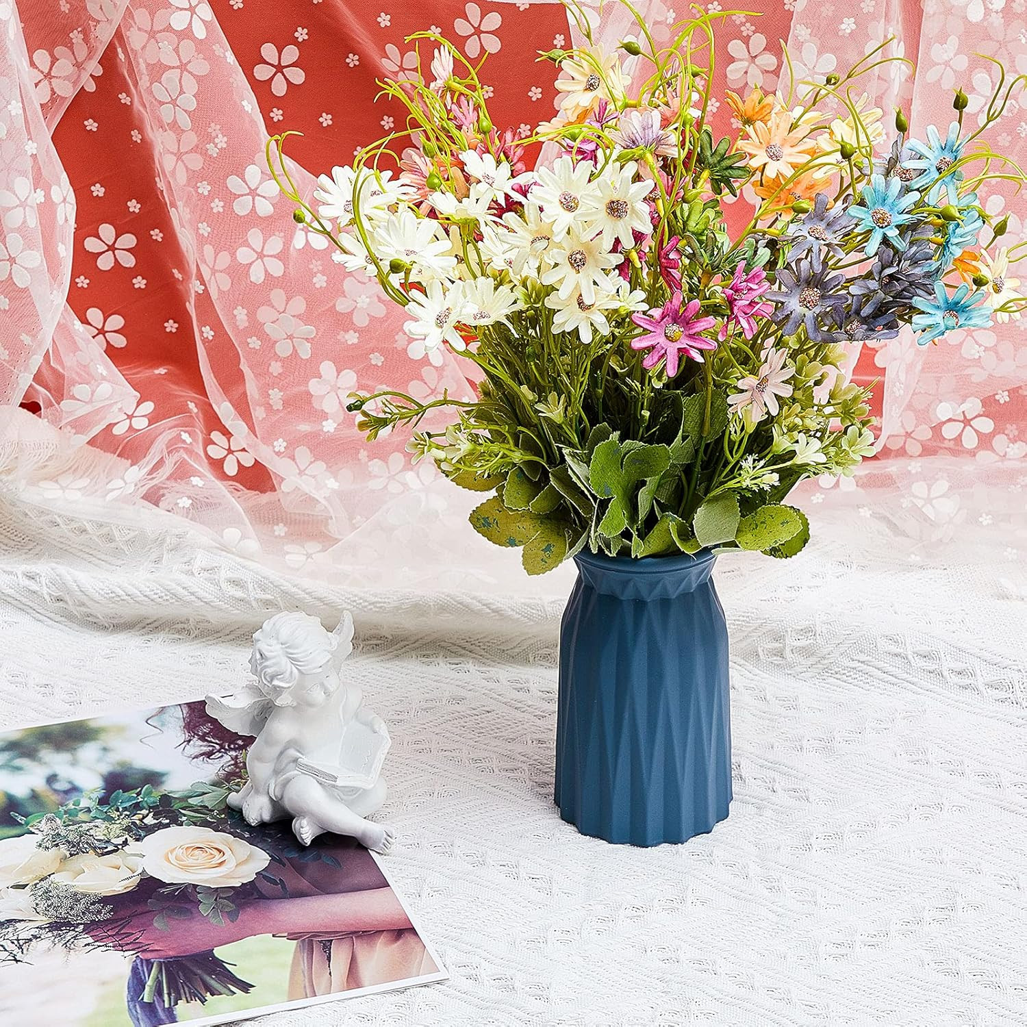 6-Bundle Faux Daisy Flowers – Multicolor Silk Bouquet for Home & Weddings