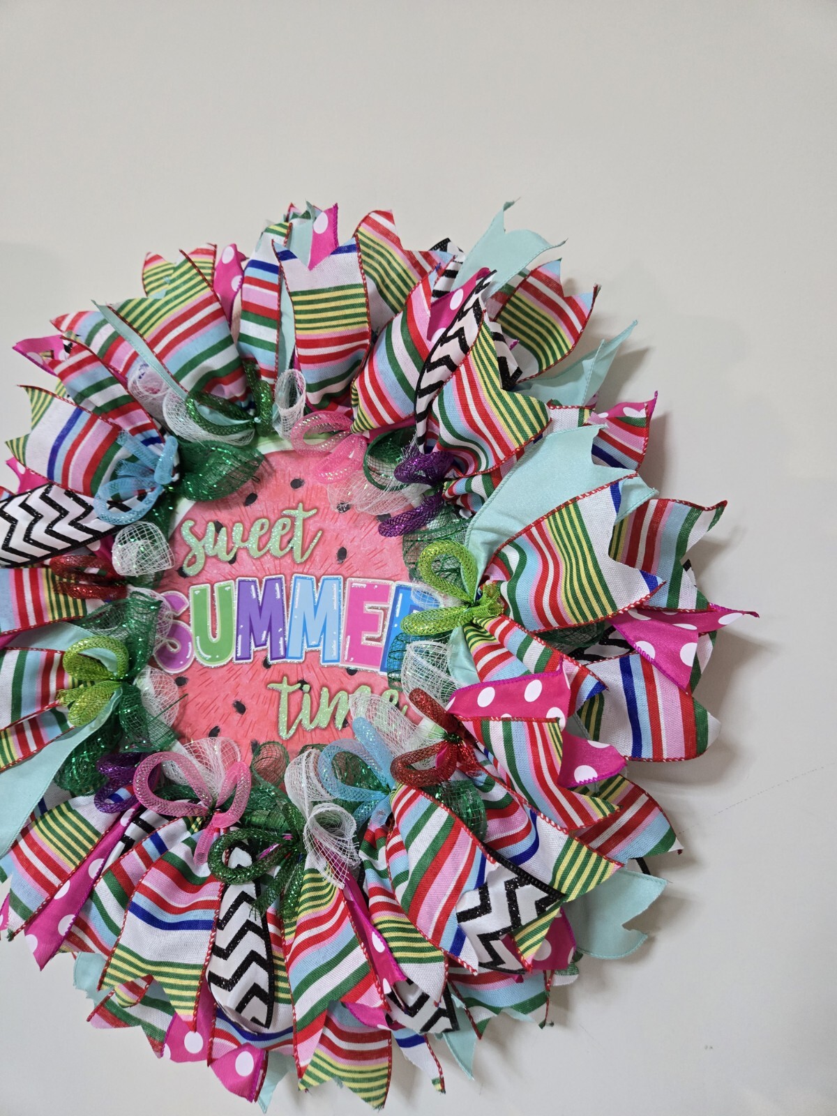 SWEET SUMMER TIME WREATH Spring SUMMER Fall Front Door Wall Decor BIG watermelon