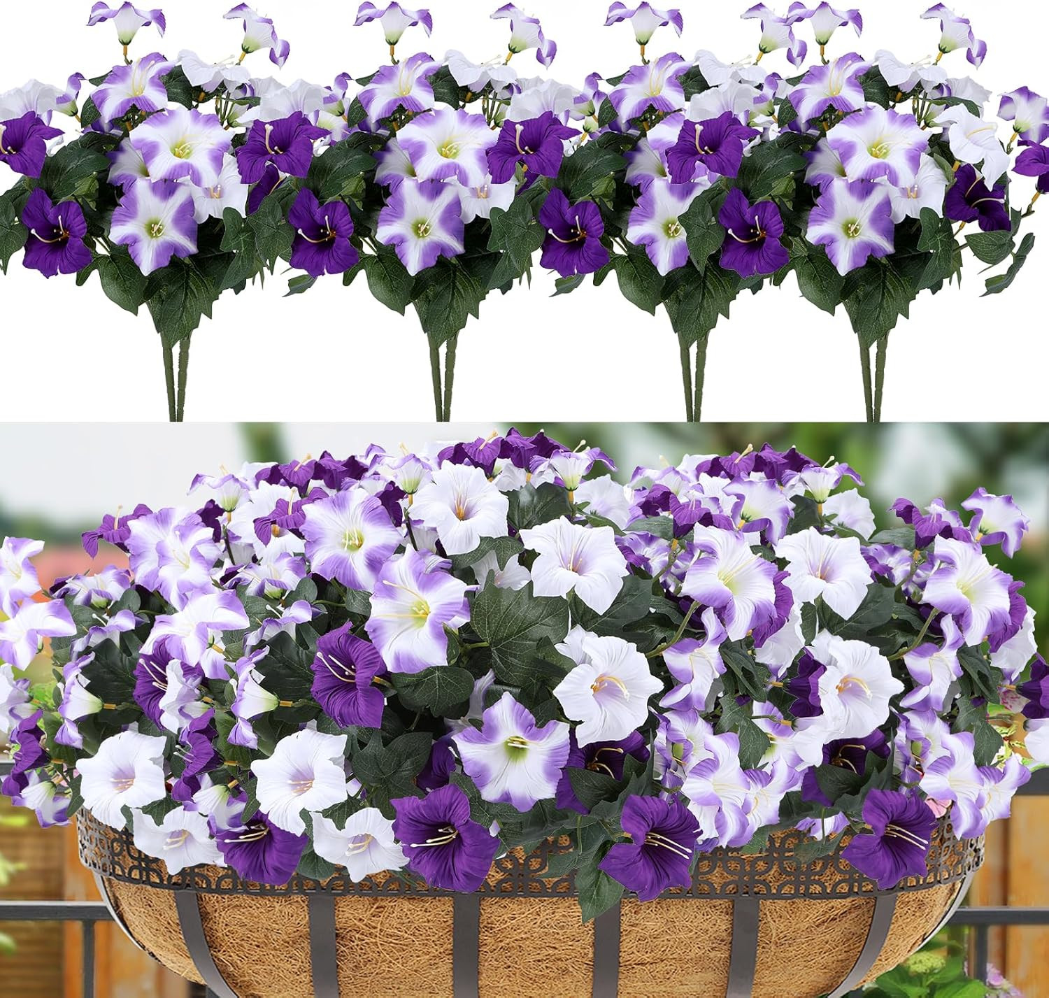 Artificial Flowers Plants for Outdoors, 12 Bundles UV Resistant Fake Small Faux