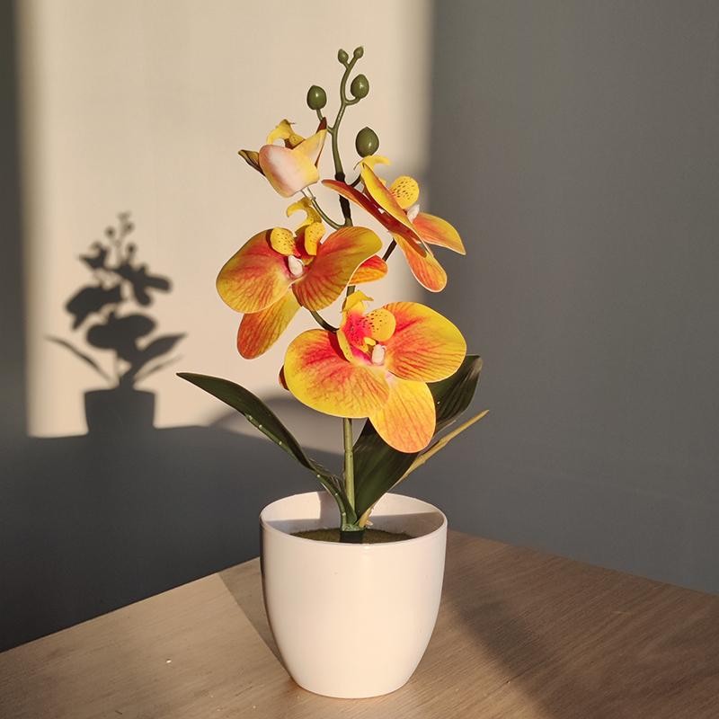 Artificial Orchid Bonsai Fake Potted Plant Home Office Wedding Decor