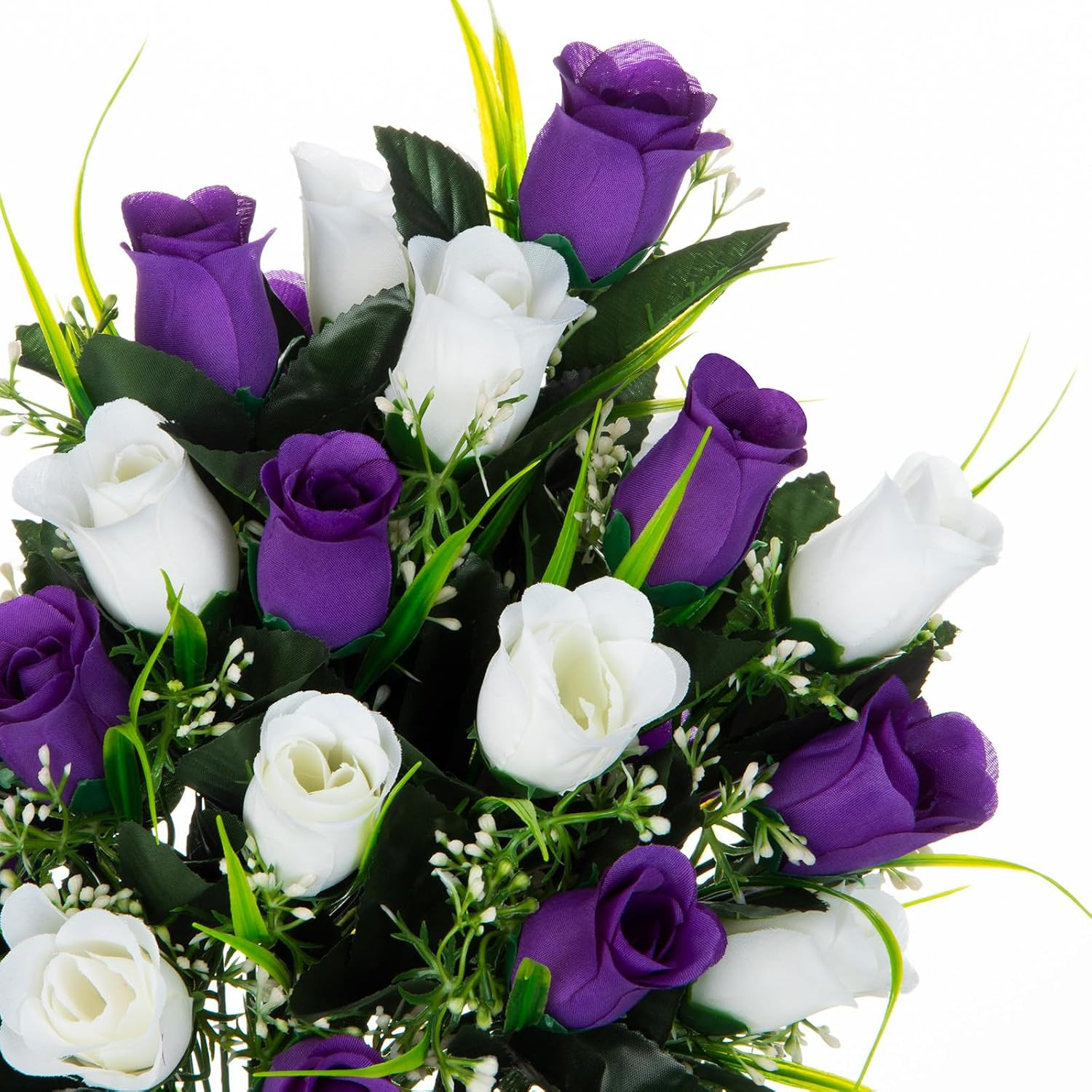 2 Sets Artificial Cemetery Flowers, Grave Decorations Roses, Memorial