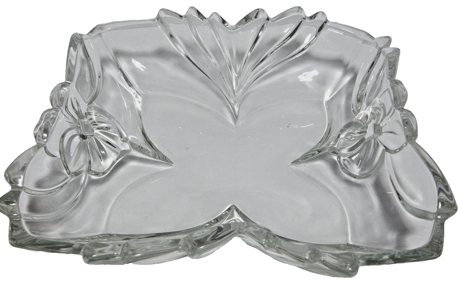 Home Interiors American Flower Petal heavy pressed glass center piece 12″ x 12″