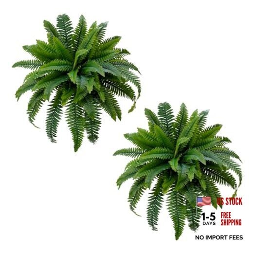 Artificial Boston Fern 2 Set Large 55 Branches Fake Ferns for 35″ 2pcs