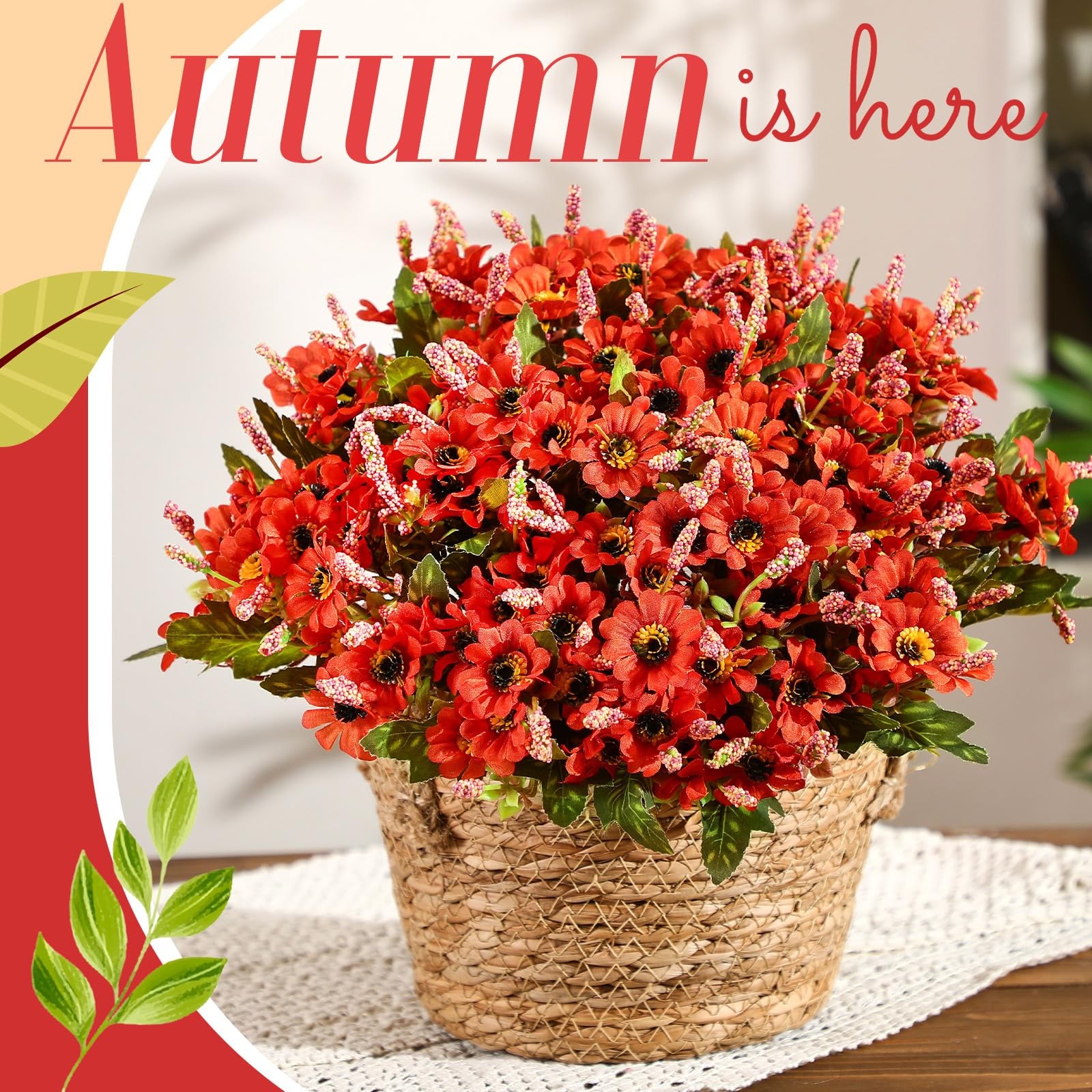 6 Bundles Fall Artificial Flowers for Outdoors Fake Daisy Bouquet Silk Mums F…