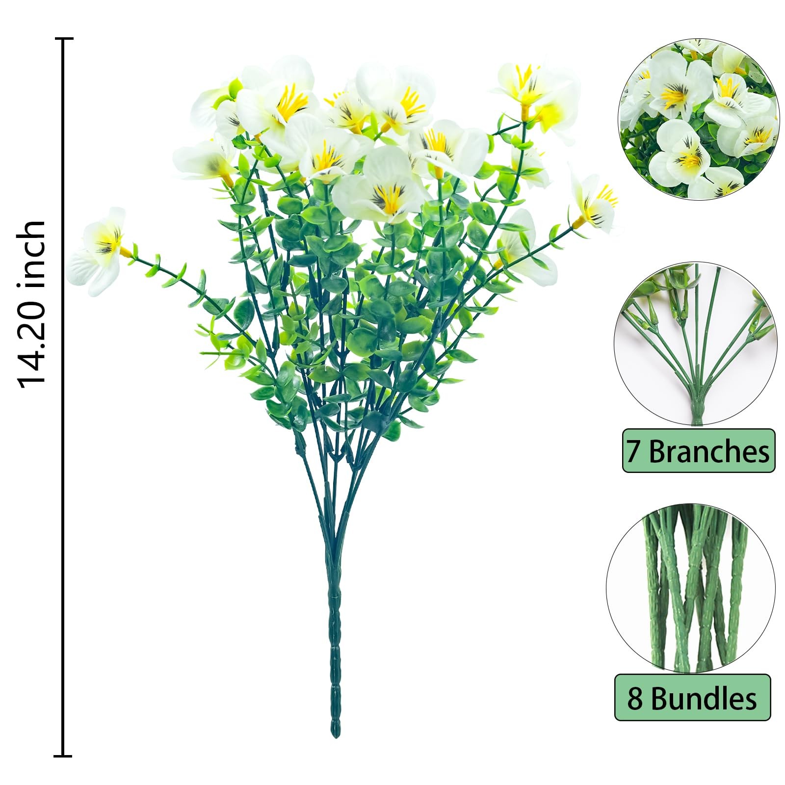 Artificial Flowers for Outdoor,8 Bundles UV Resistant Fake Flowers Faux Plast…