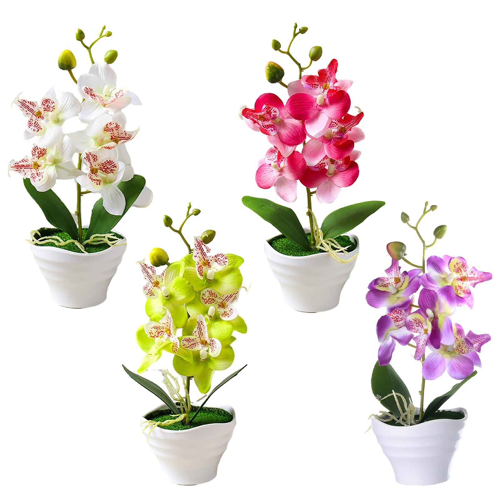 Artificial Butterfly Orchid Flower Plants In Pot Fake Home Wedding Party Decor